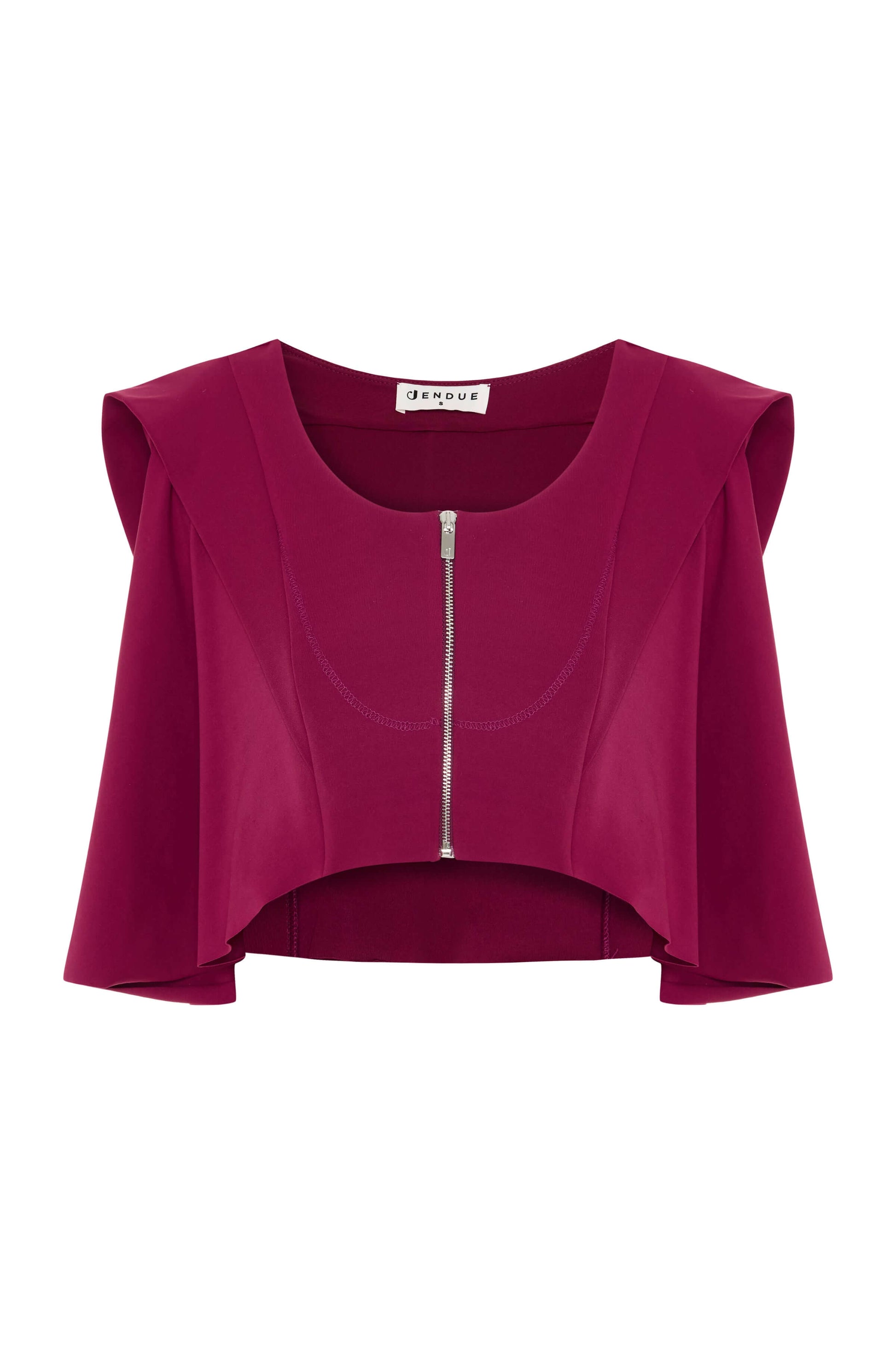 JENDUE Cècile Crop and Vest - Designer Zip-Up Bolero Top