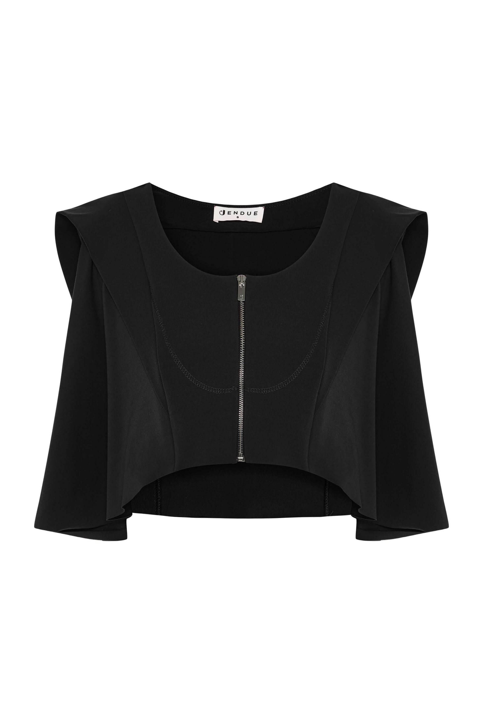 JENDUE Cècile Crop and Vest - Designer Zip-Up Bolero Top