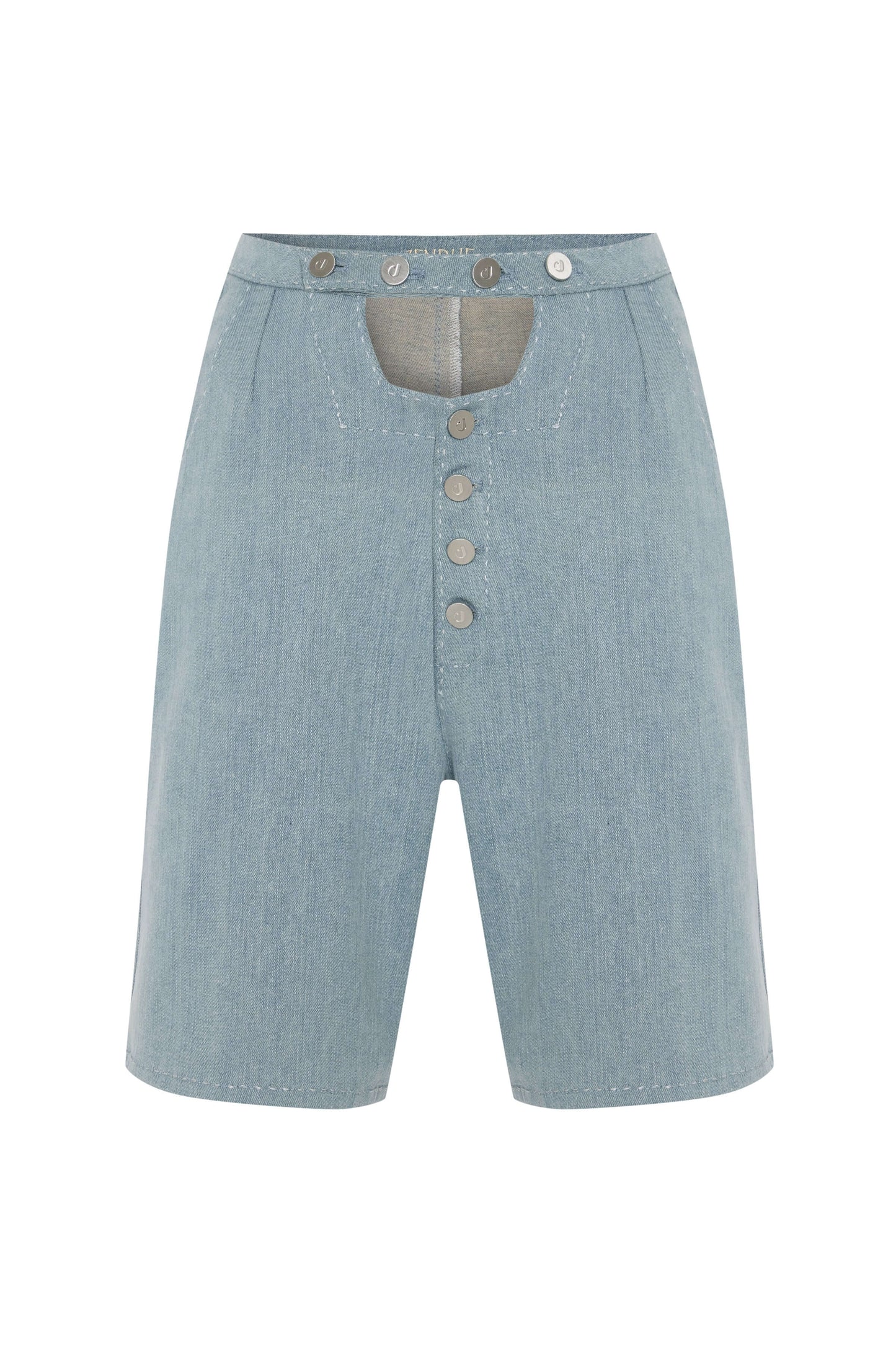 JENDUE Stormbringer Light Blue Denim Cut-Out Shorts