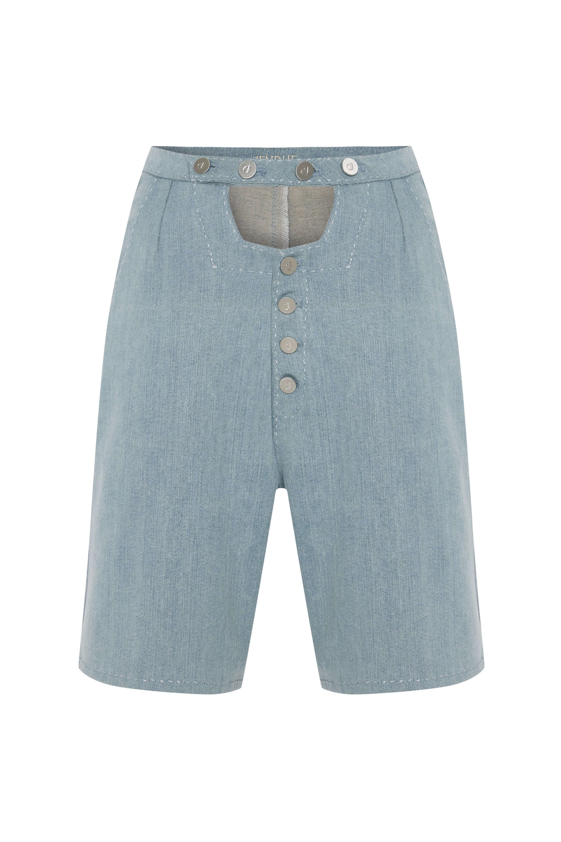JENDUE Stormbringer Light Blue Denim Cut-Out Shorts