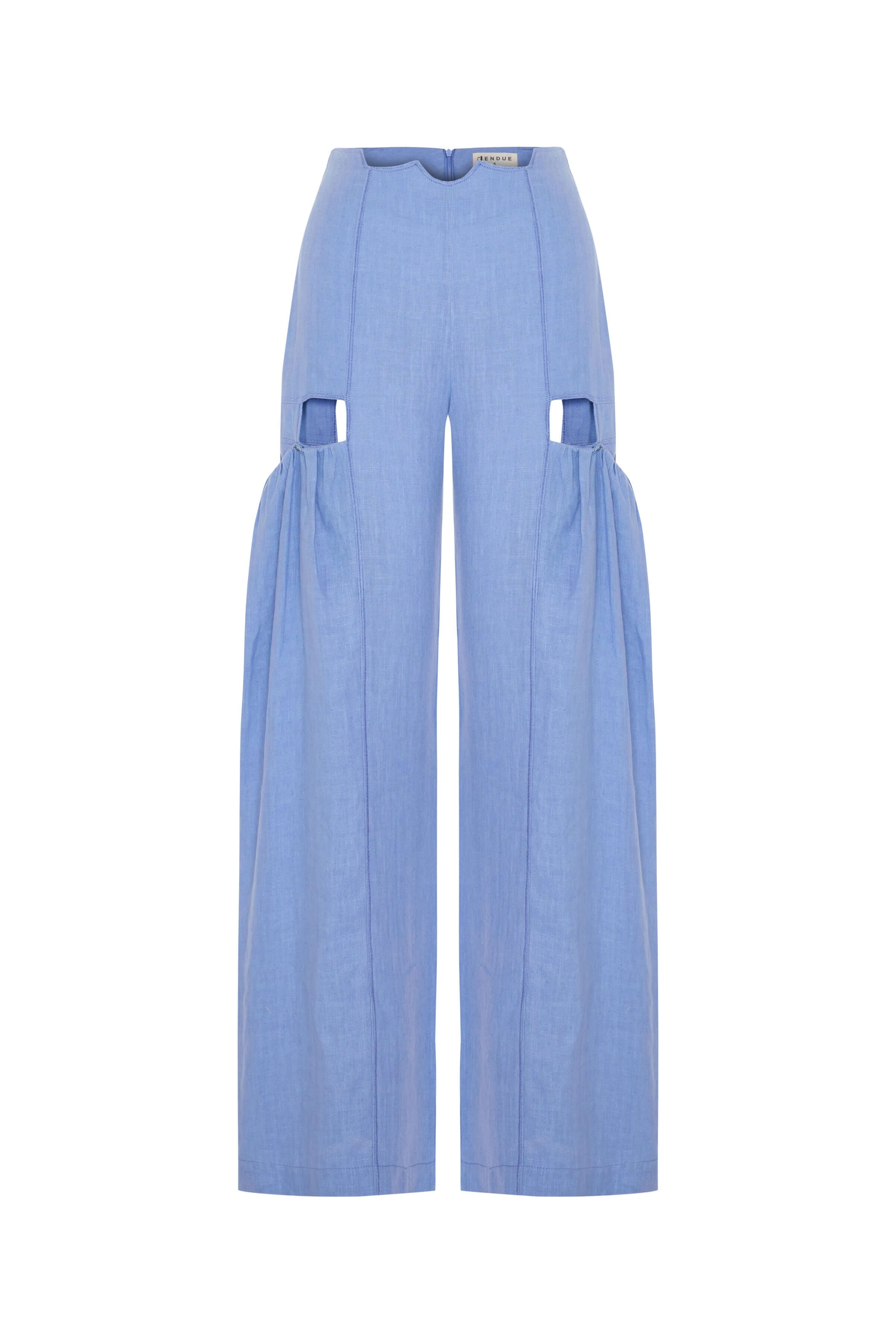 JENDUE Radiosa Sole Trousers - Linen Cut-Out Wide Leg Pants