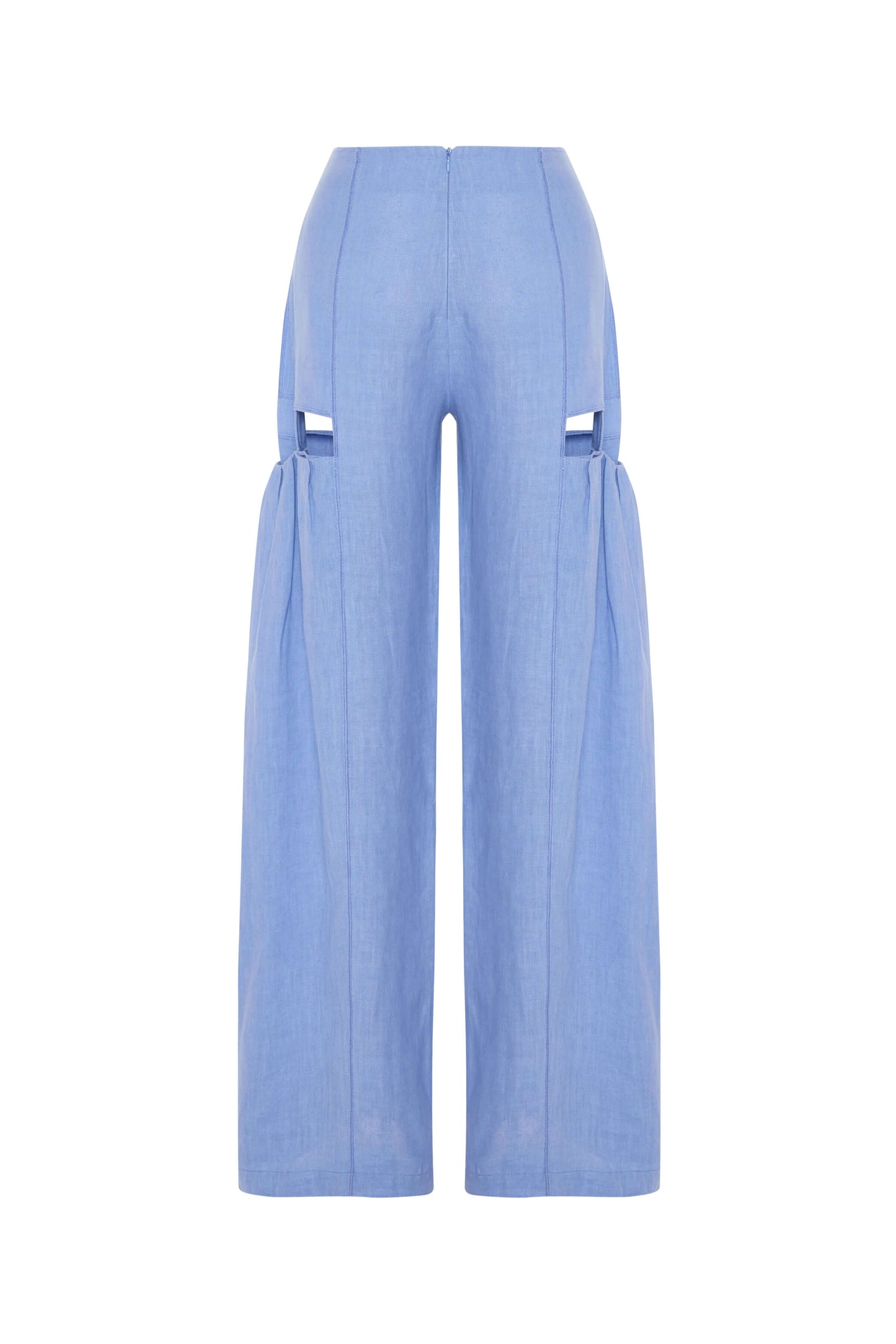 JENDUE Radiosa Sole Trousers - Linen Cut-Out Wide Leg Pants