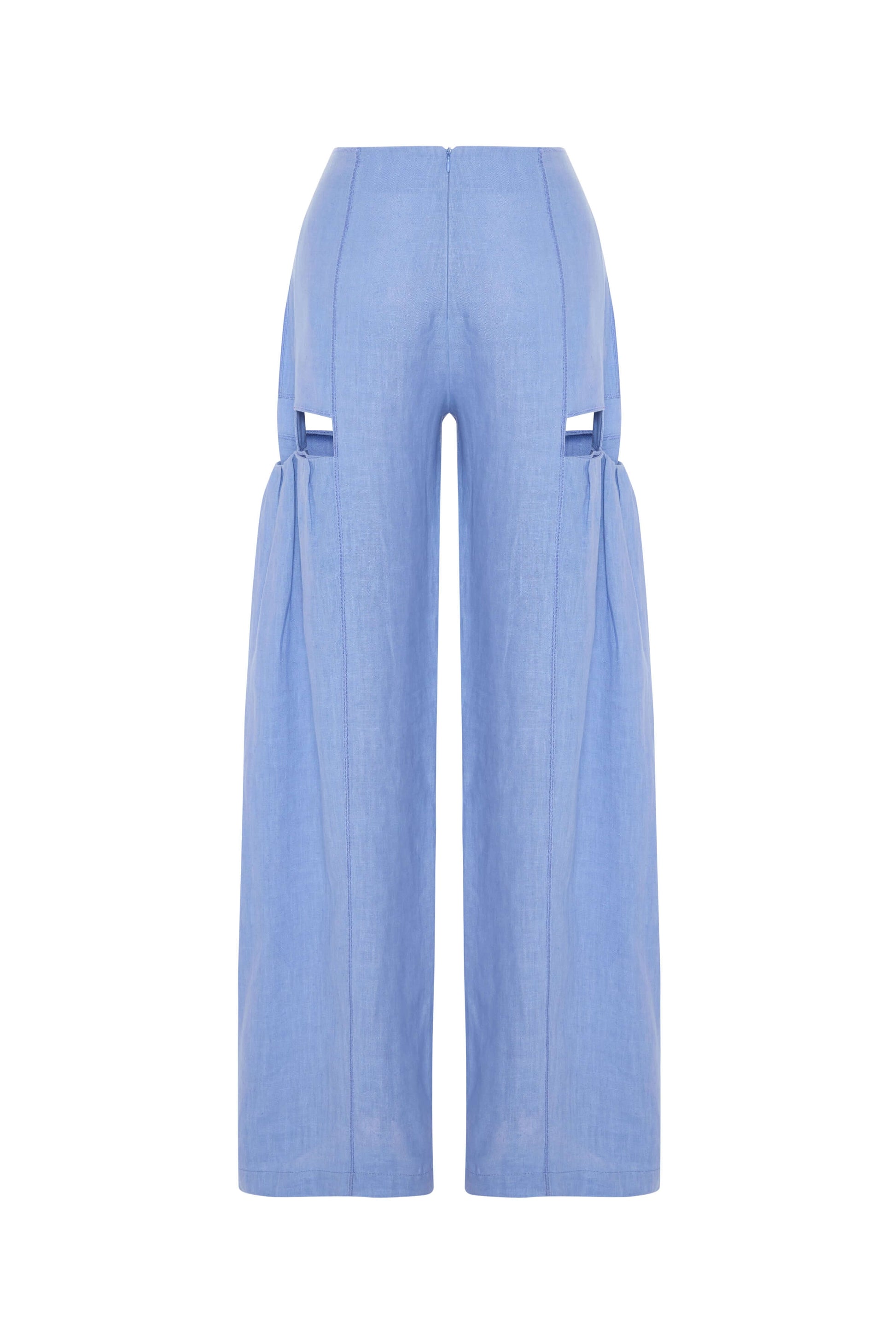 JENDUE Radiosa Sole Trousers - Linen Cut-Out Wide Leg Pants