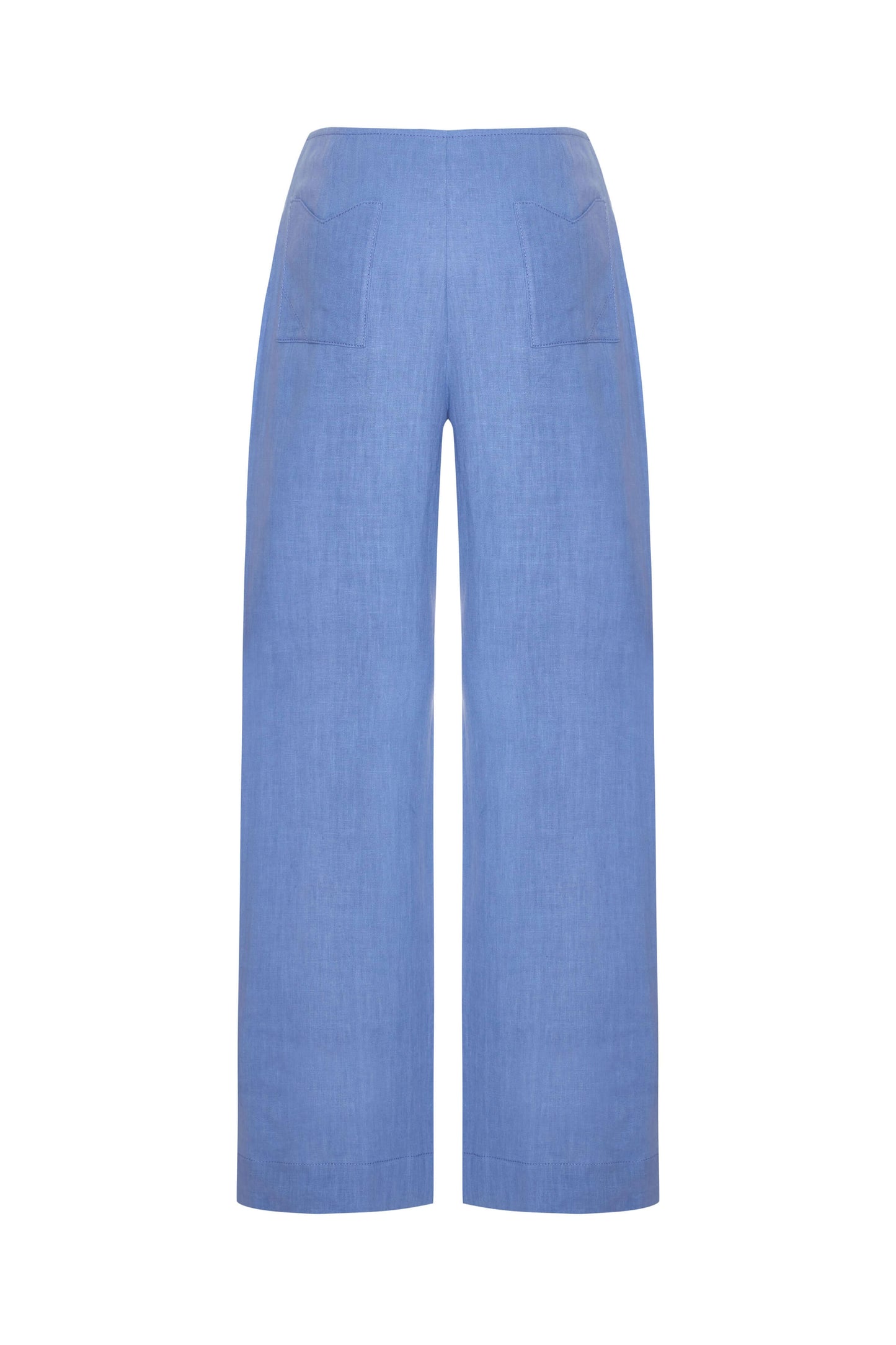 JENDUE Luna Trousers - Blue High-Waisted Wide Leg Pants