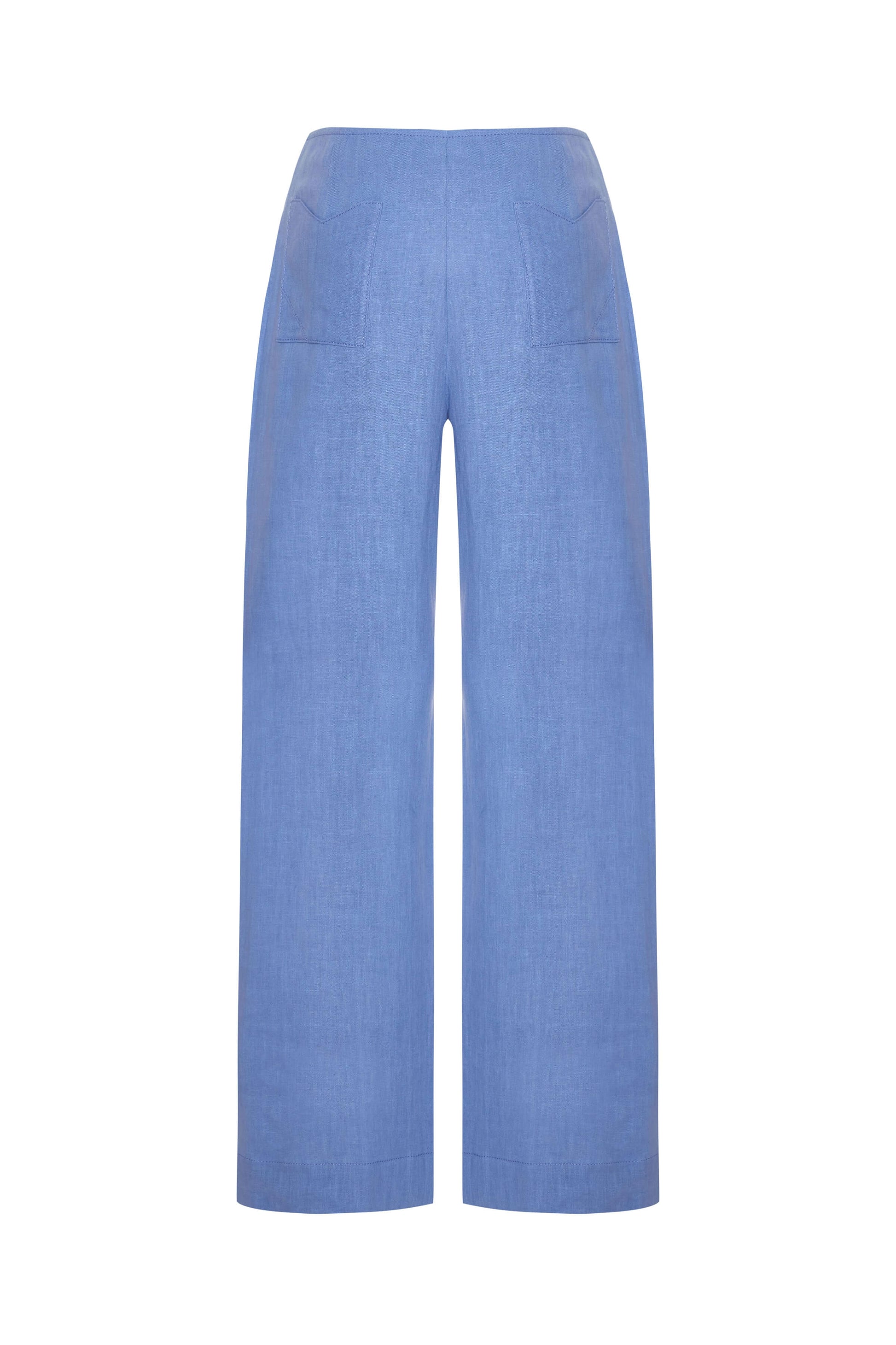 JENDUE Luna Trousers - Blue High-Waisted Wide Leg Pants