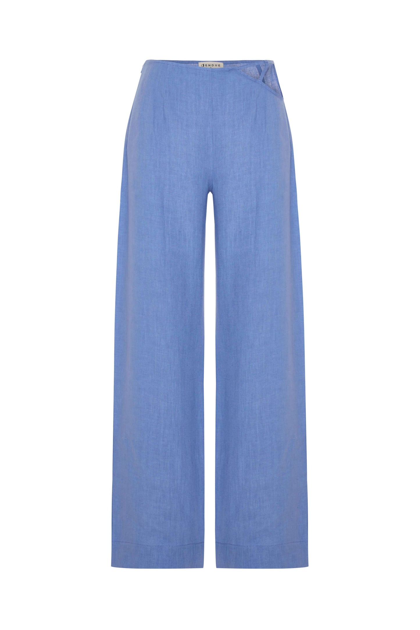 JENDUE Luna Trousers - Blue High-Waisted Wide Leg Pants