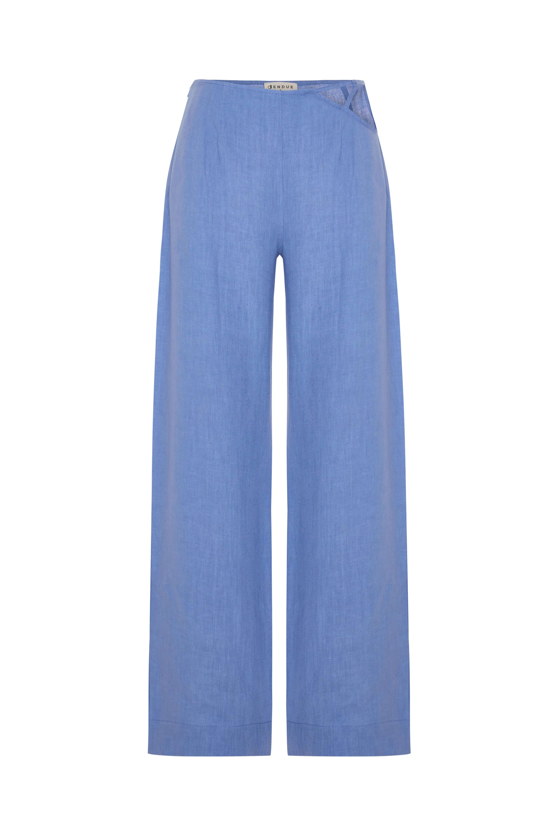 JENDUE Luna Trousers - Blue High-Waisted Wide Leg Pants