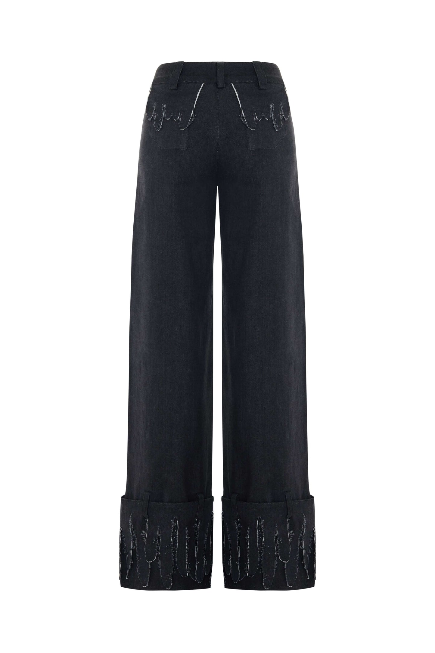JENDUE Luciano Trousers - Wide-Leg Black Denim Pants