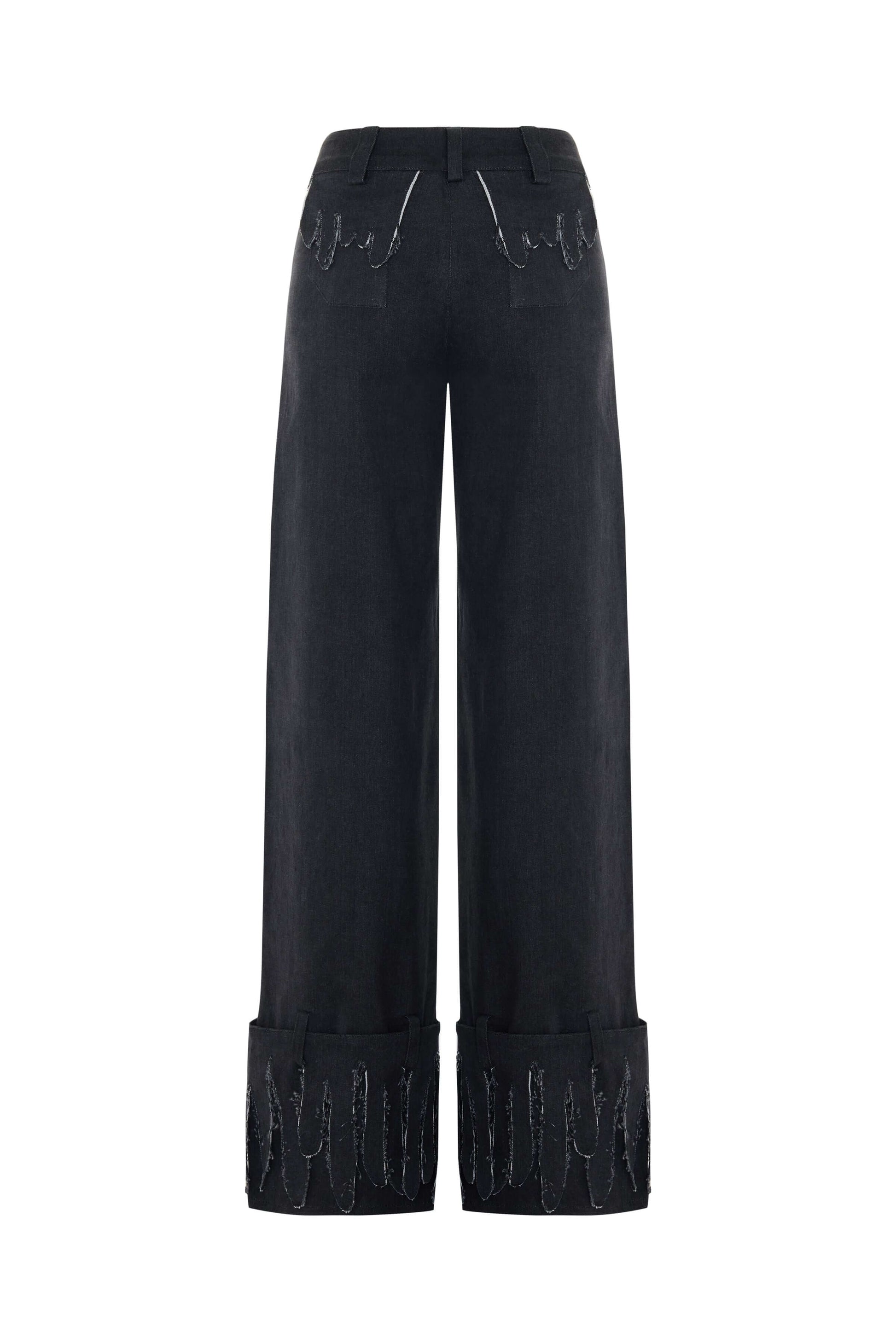 JENDUE Luciano Trousers - Wide-Leg Black Denim Pants