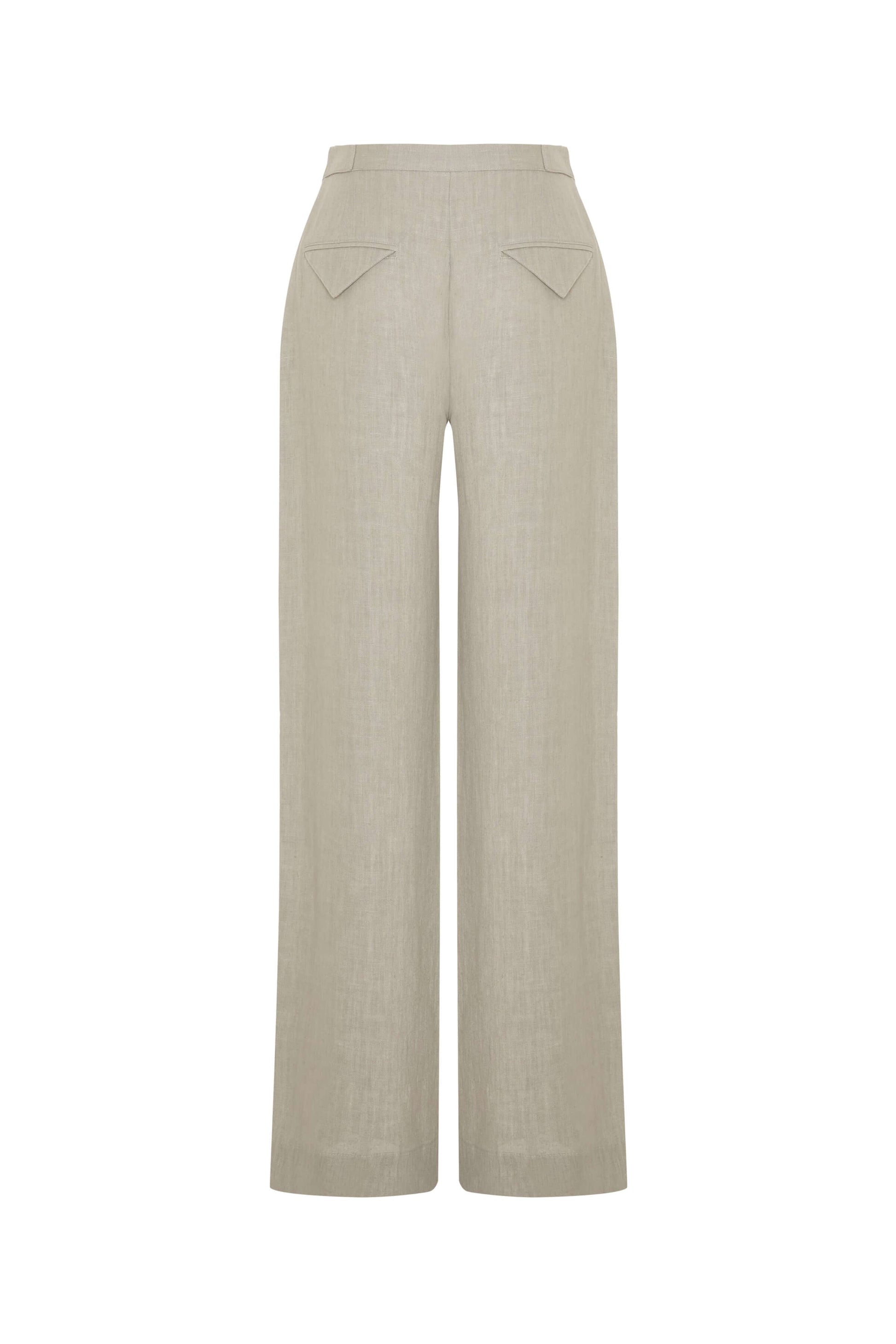 JENDUE Lia Linen Pants- High-Waist Wide Leg Trousers