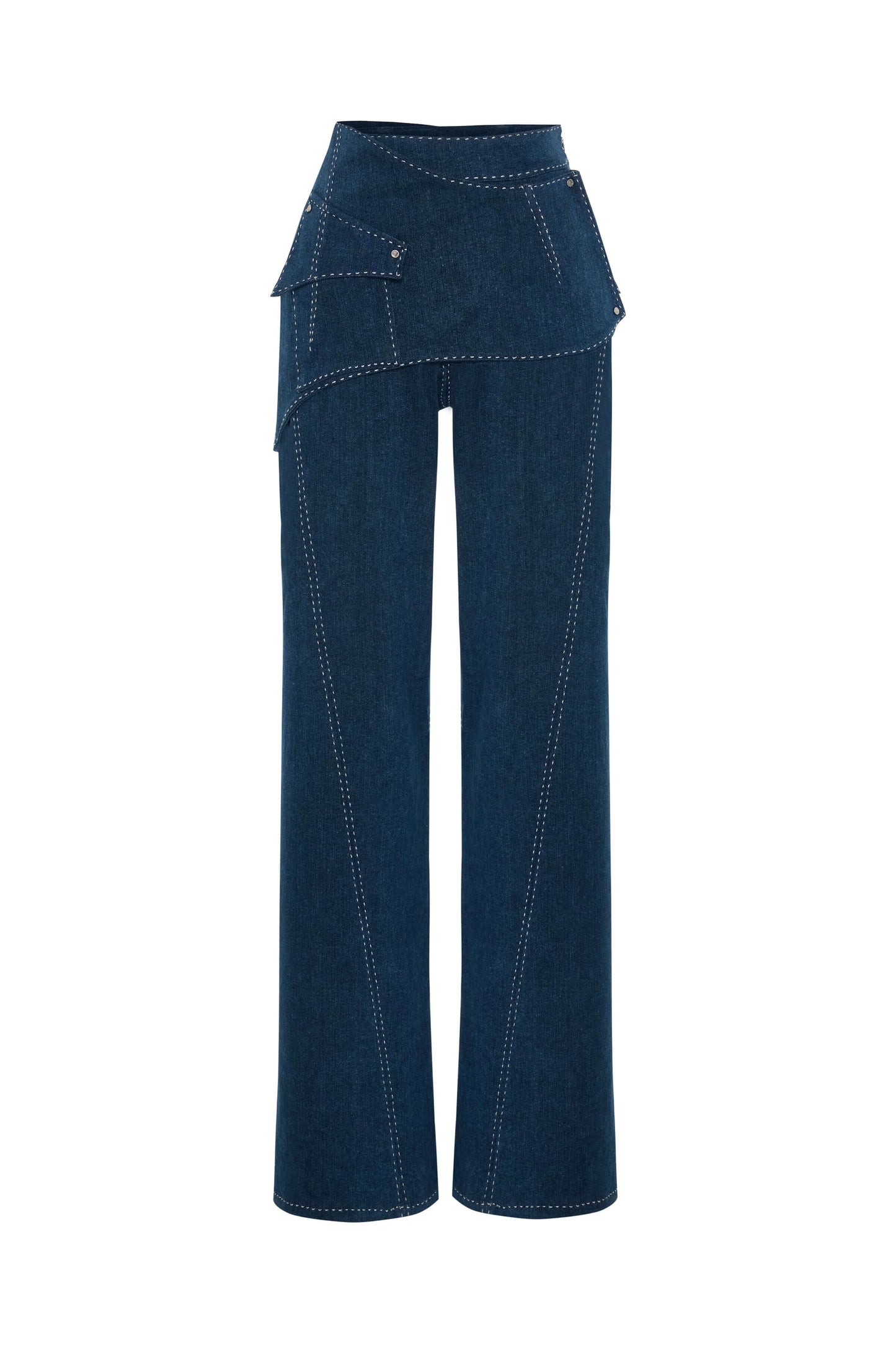 JENDUE Liora Trousers - High-Waist Wide-Leg Denim Pants