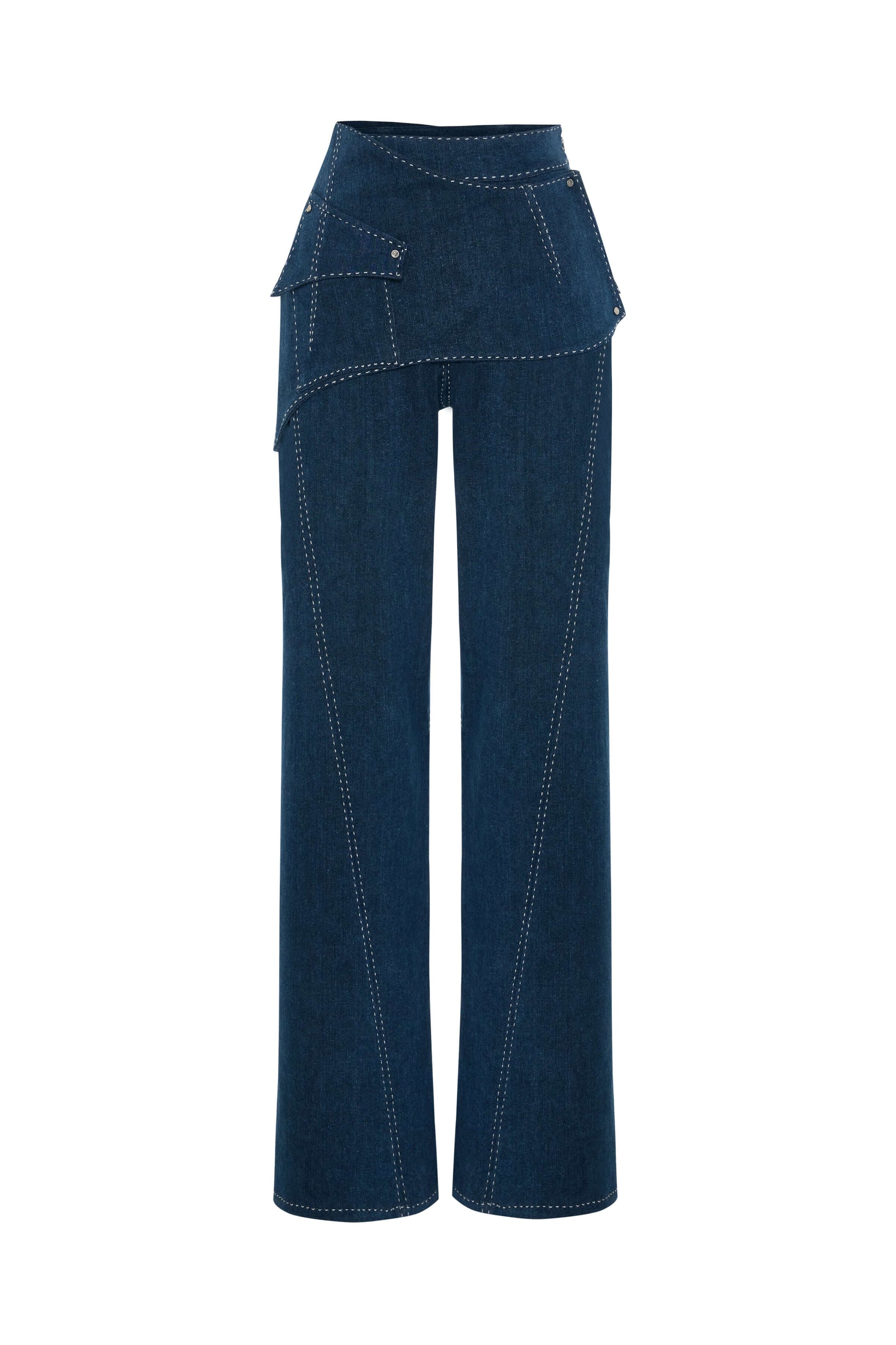 JENDUE Liora Trousers - High-Waist Wide-Leg Denim Pants