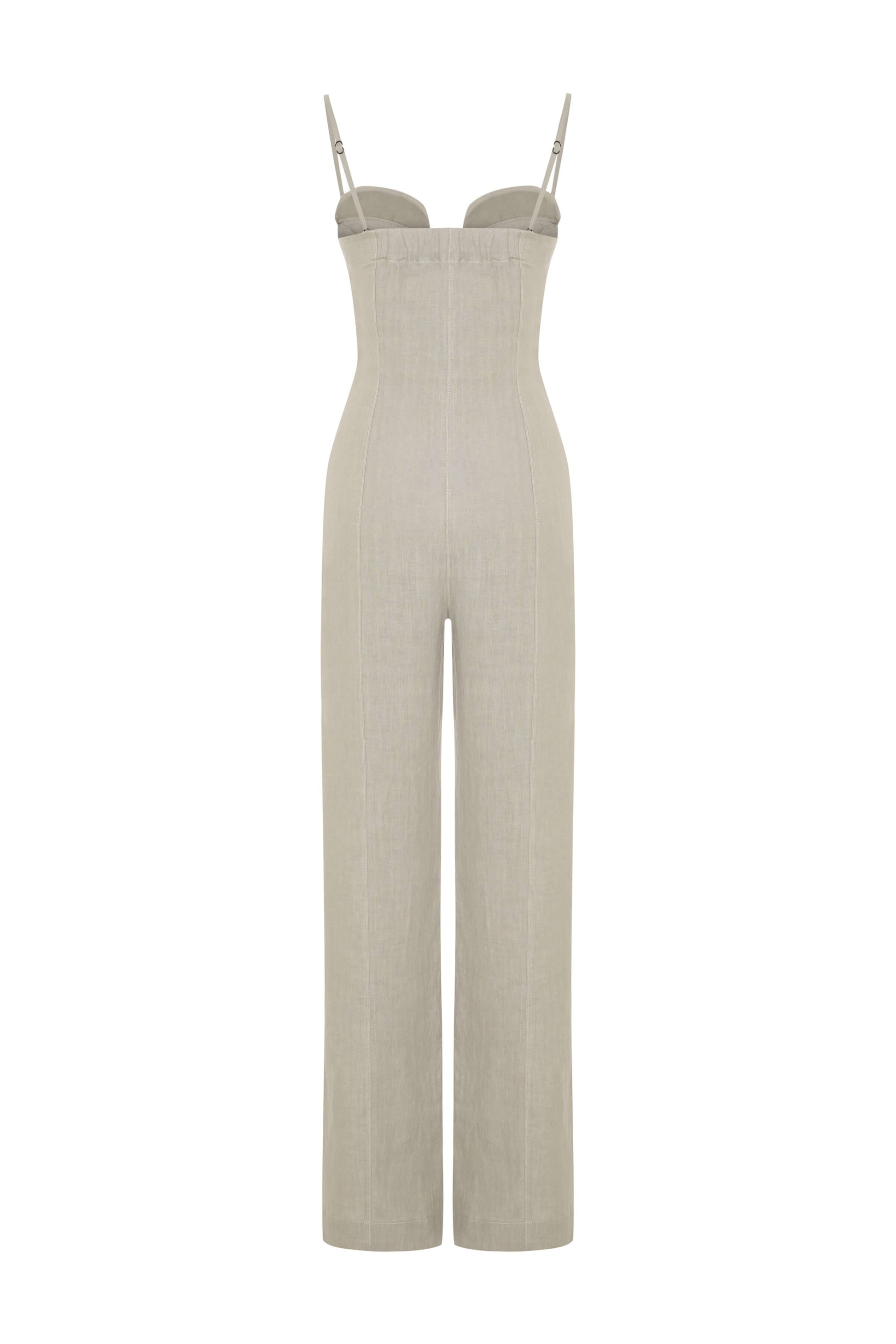 JENDUE Noè Jumpsuit - Linen Bustier Wide-Leg Jumpsuit