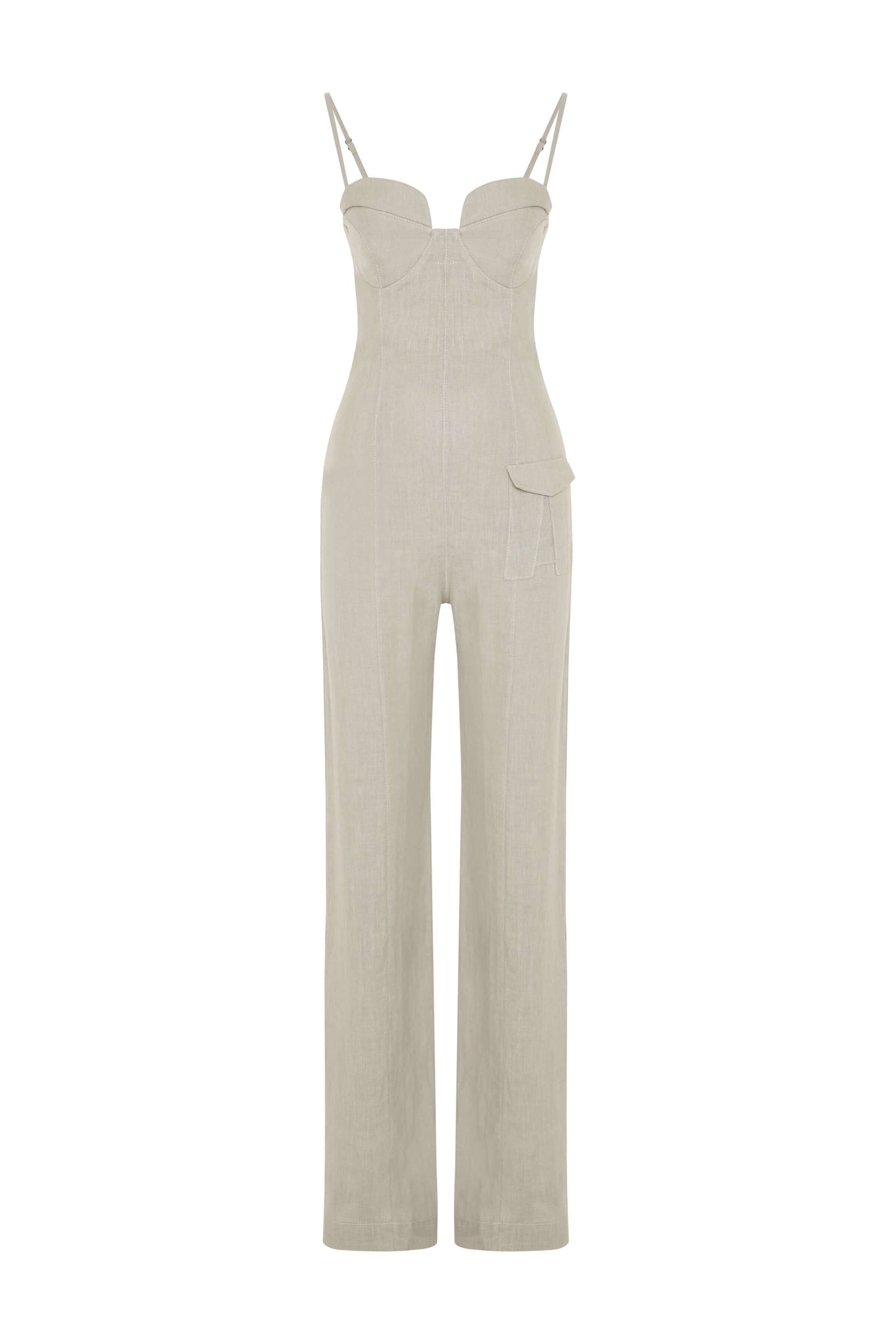 JENDUE Noè Jumpsuit - Linen Bustier Wide-Leg Jumpsuit