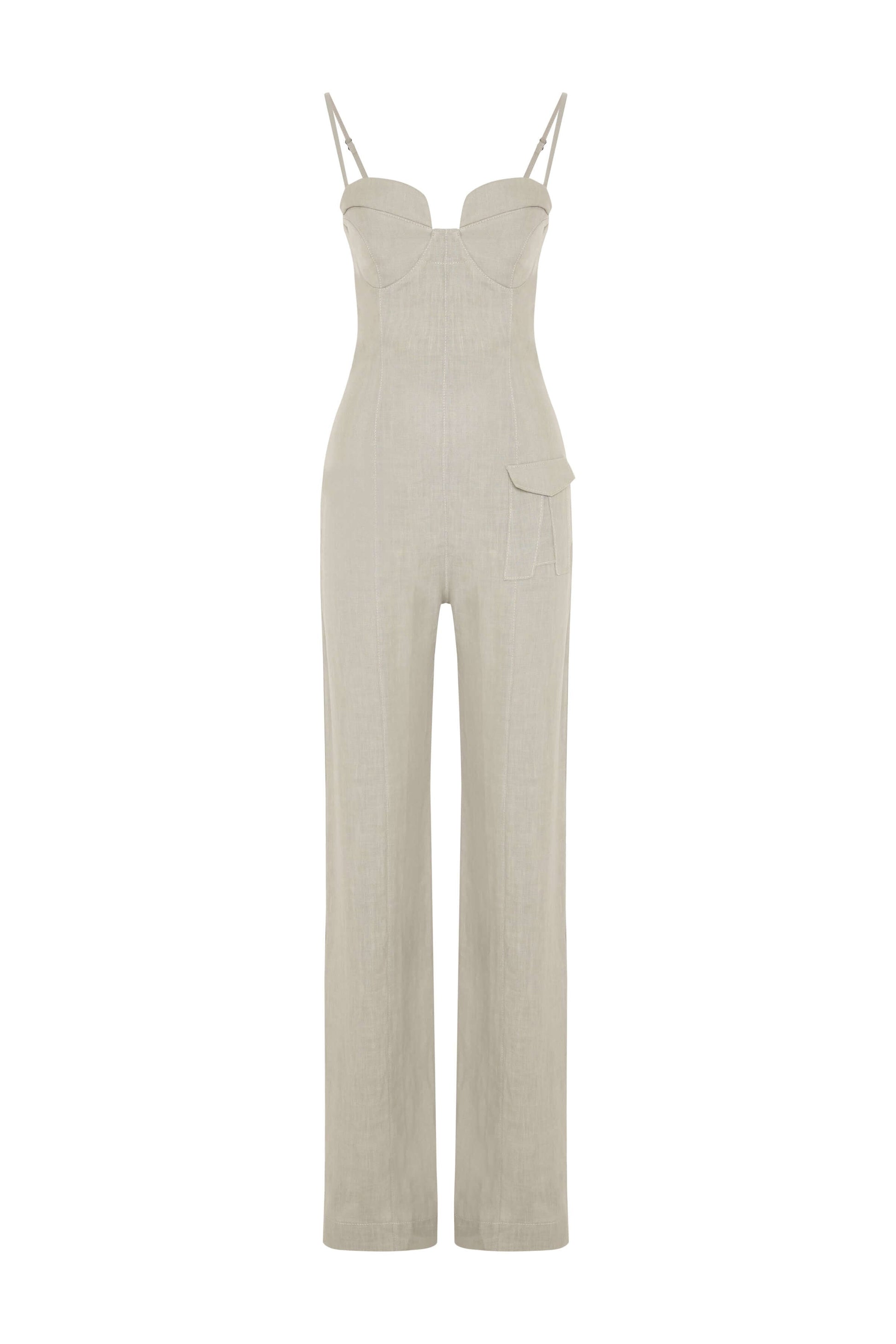 JENDUE Noè Jumpsuit - Linen Bustier Wide-Leg Jumpsuit