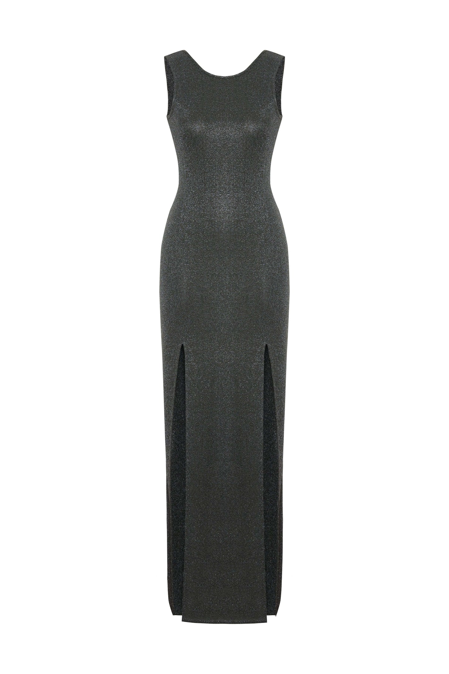 JENDUE Lucenza Dress - Sparkly Sleeveless Maxi with Side Slits