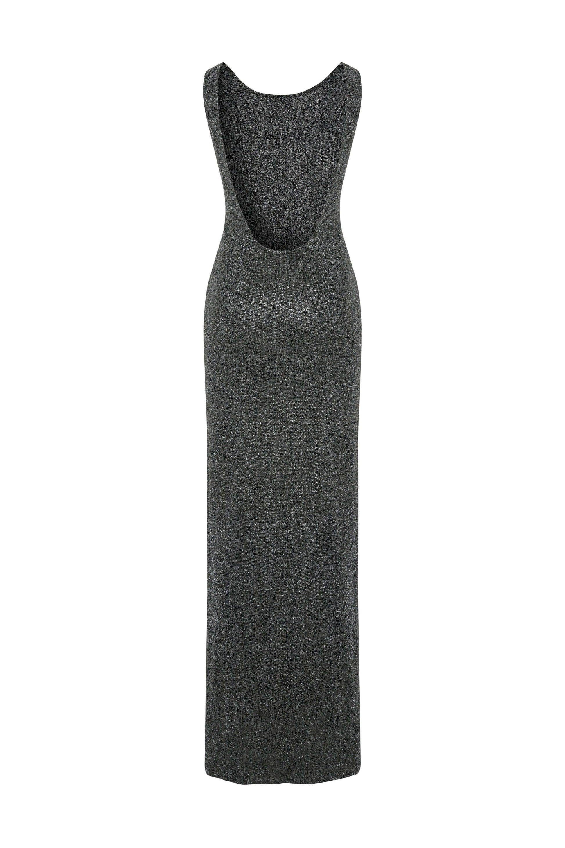 JENDUE Lucenza Dress - Sparkly Sleeveless Maxi with Side Slits