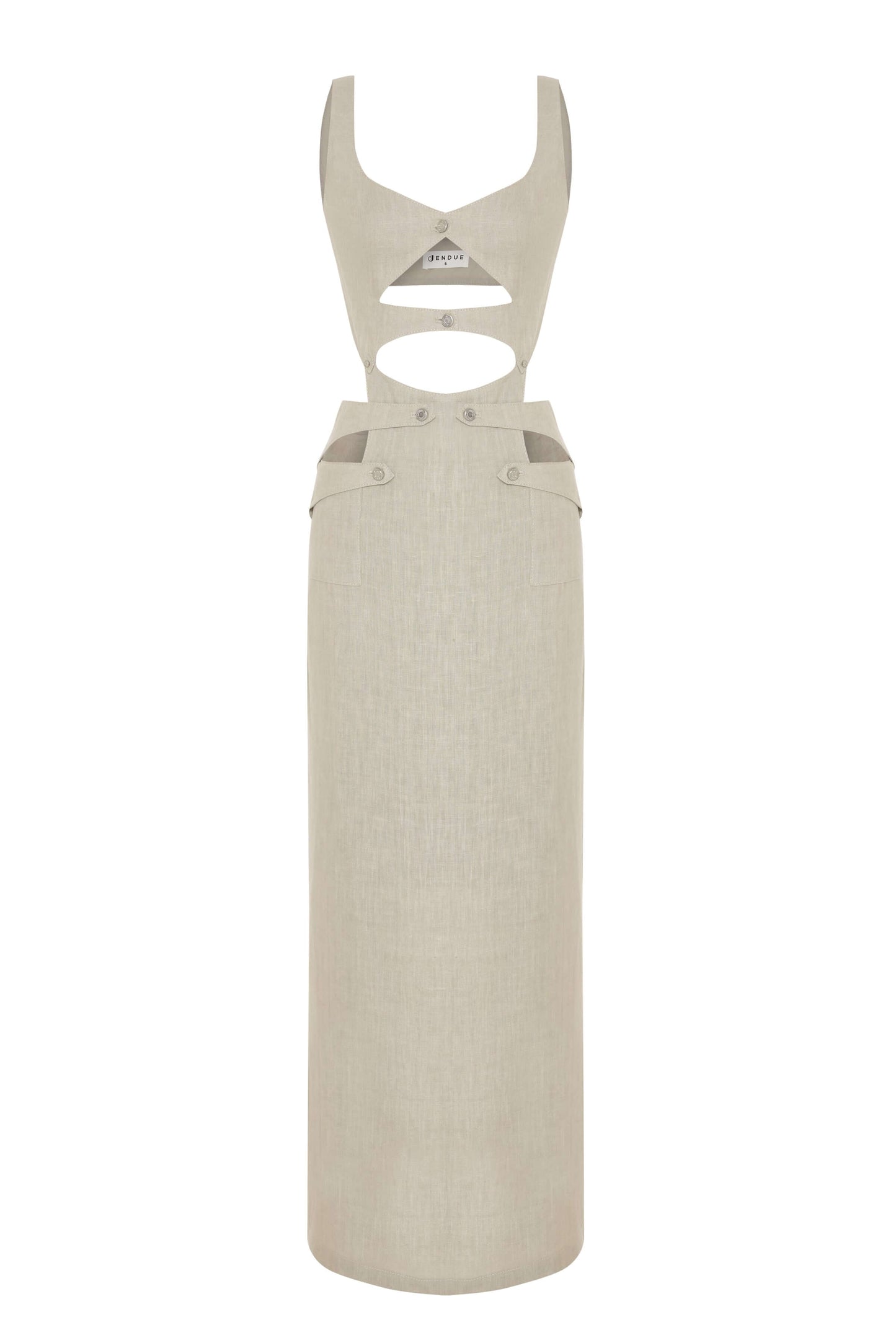 JENDUE Chiara Dress - Linen Cut-Out Maxi Dress