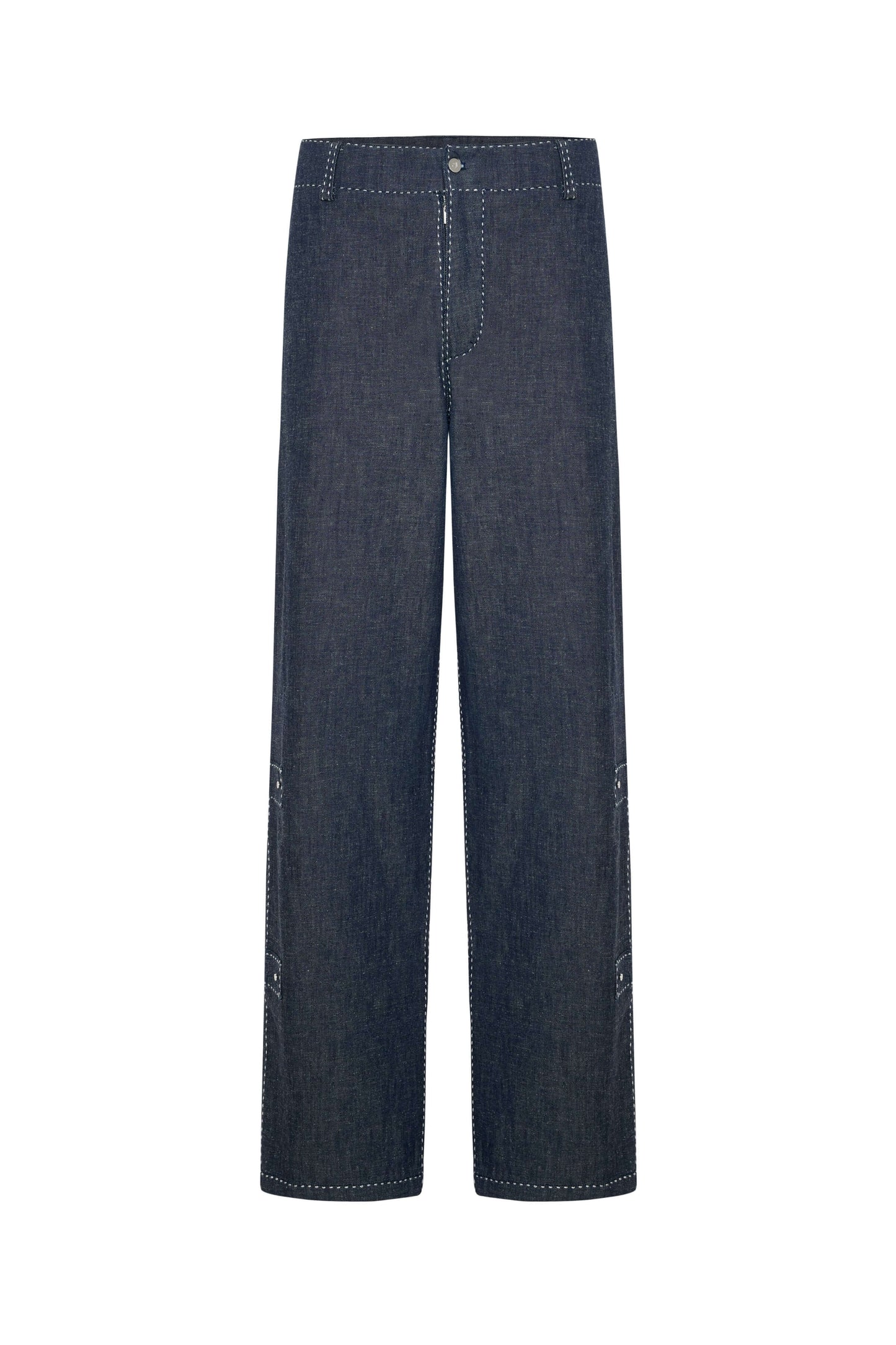 JENDUE Fortitude Trousers - Wide Leg Contrast Stitch Denim