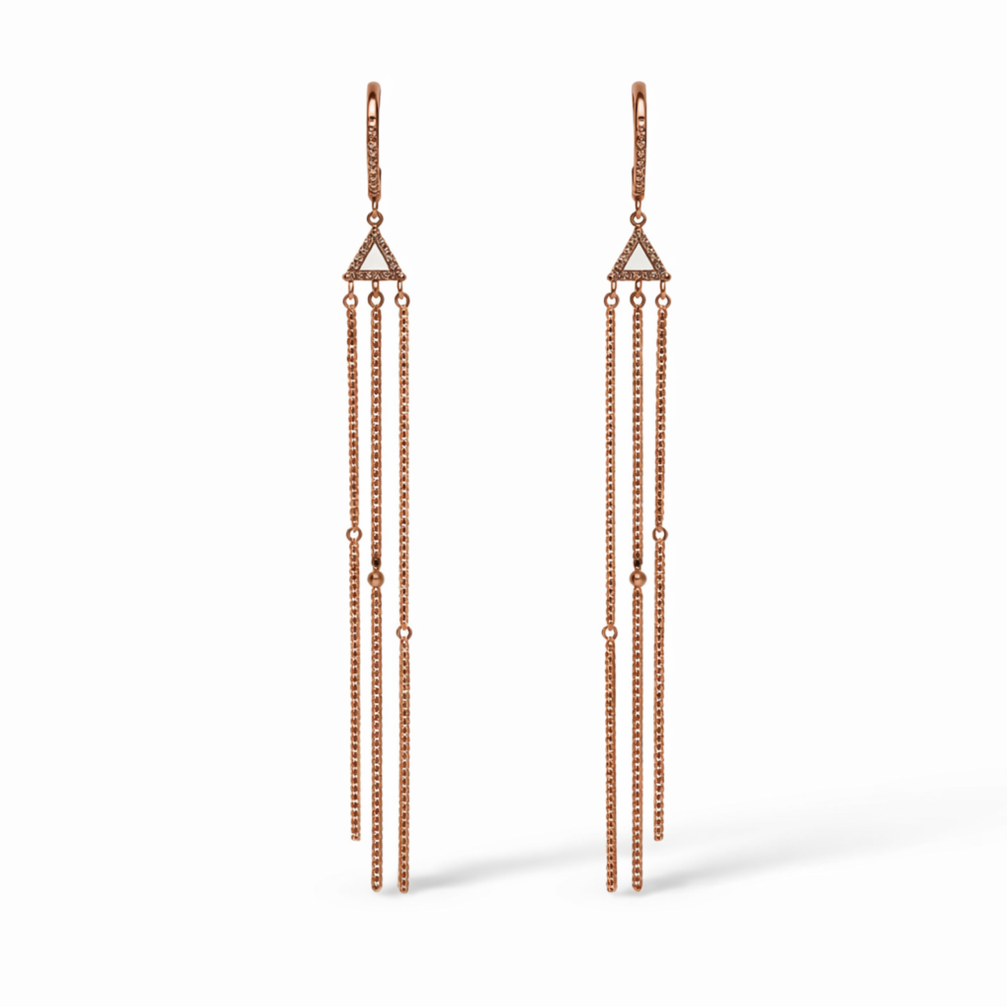 14K Gold Diamond Chain Drop Earrings