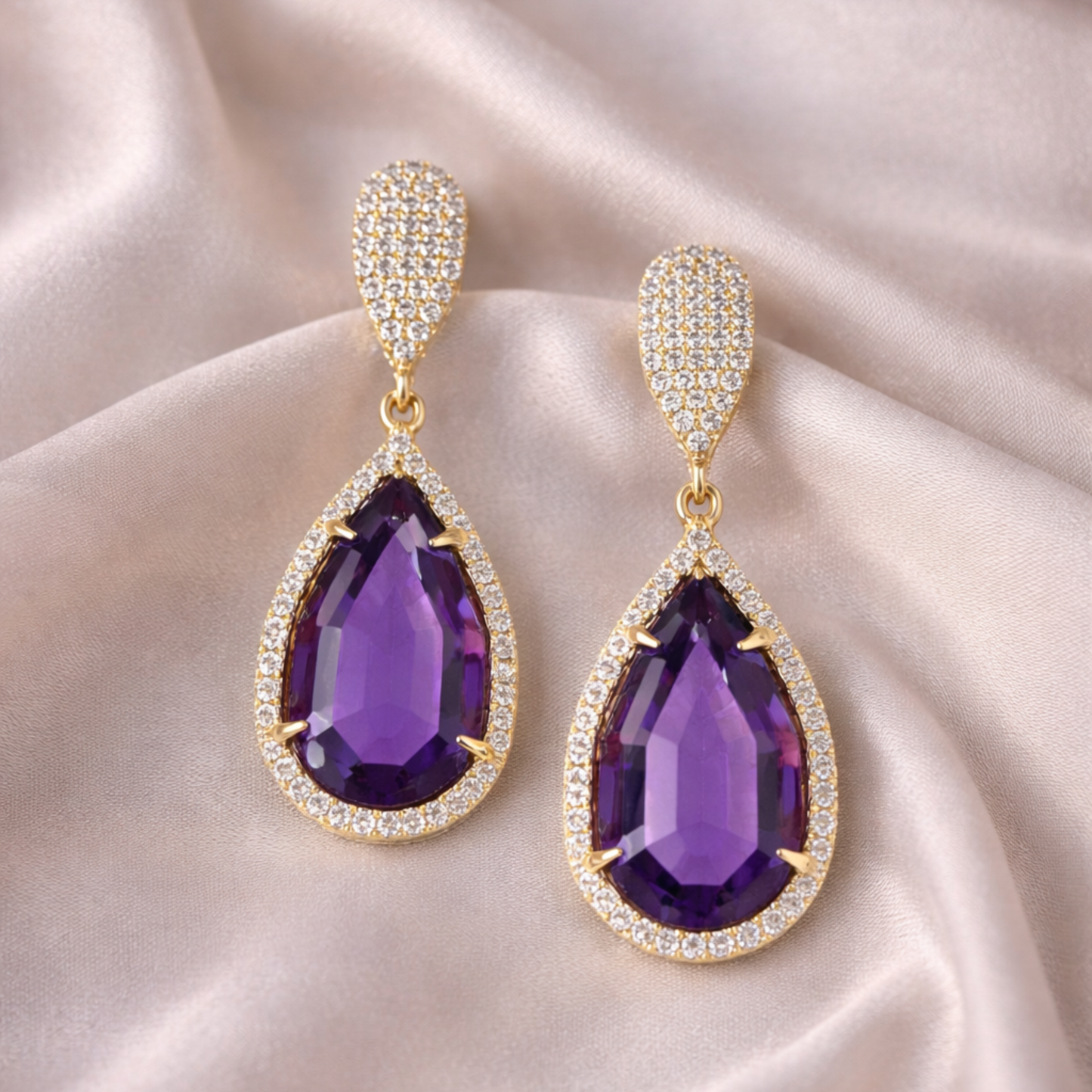 18K Gold Pear Prism Earrings