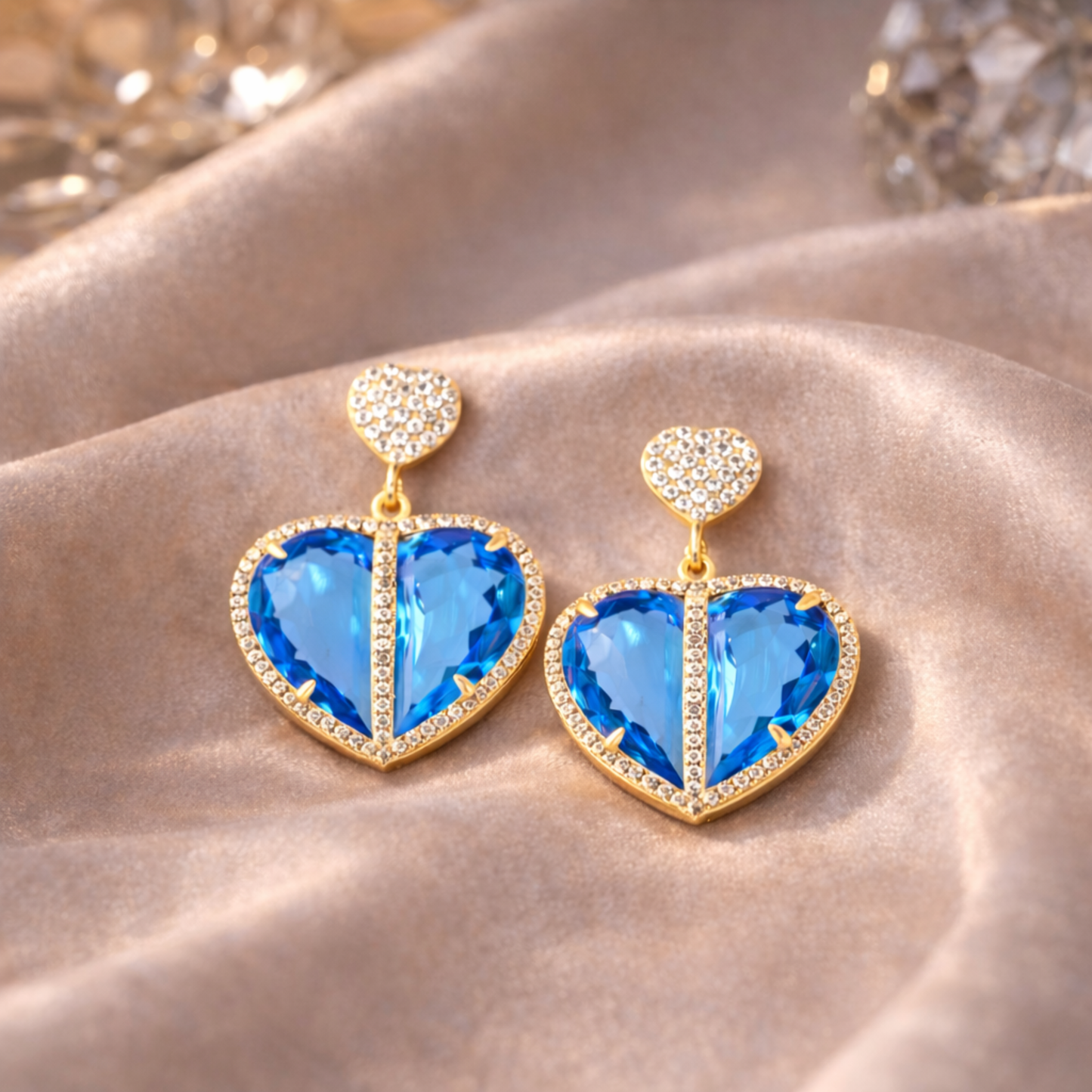 18K Gold Heart Shaped Earrings