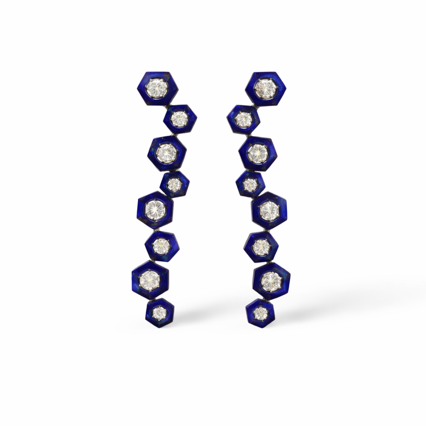 Lapis & Diamond Shadowlight Column Earrings