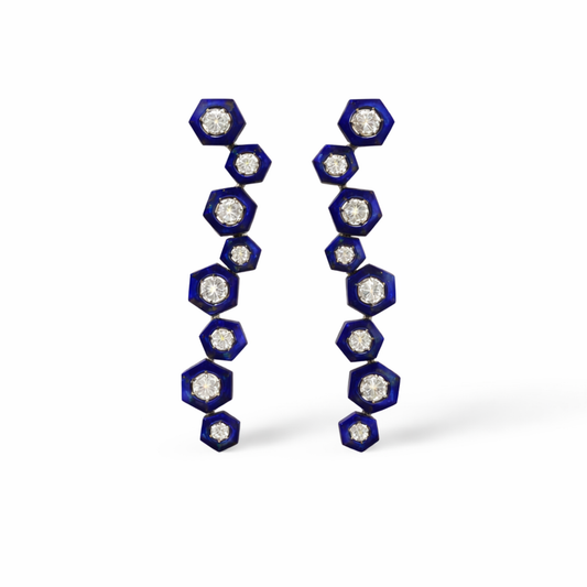 Lapis & Diamond Shadowlight Column Earrings