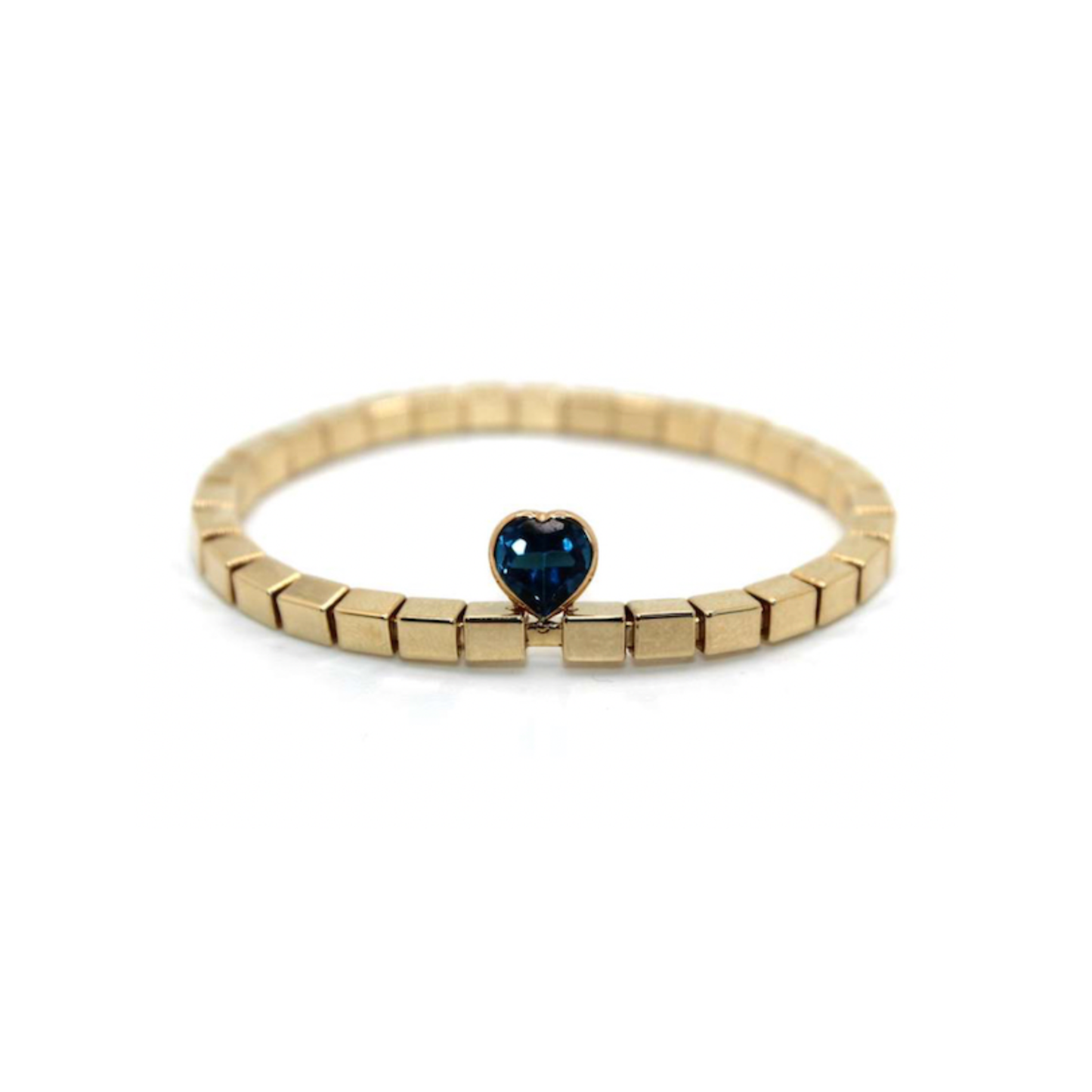 London Blue Topaz Heart Bracelet in 14K Gold