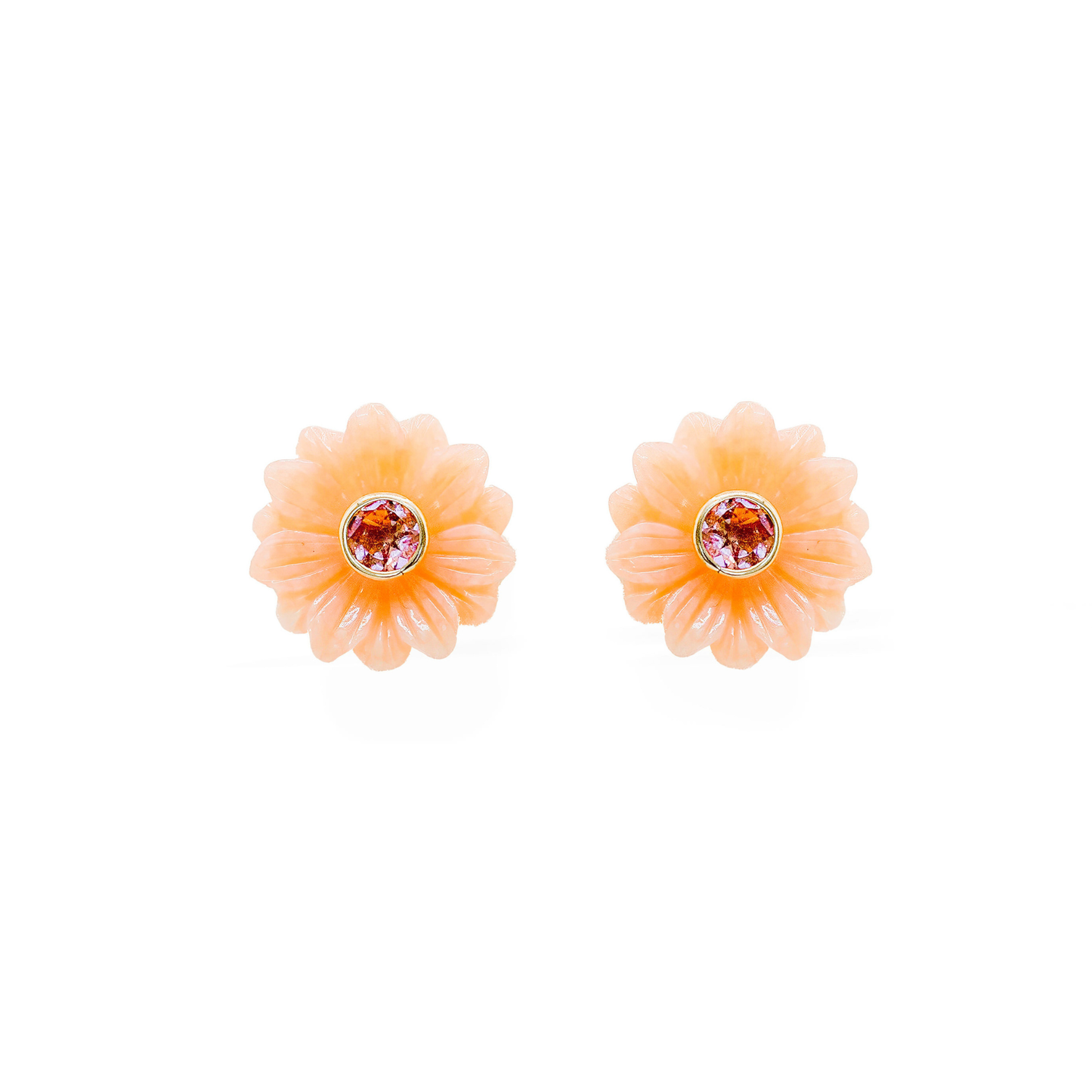 14K Gold Morganite Stud Earrings