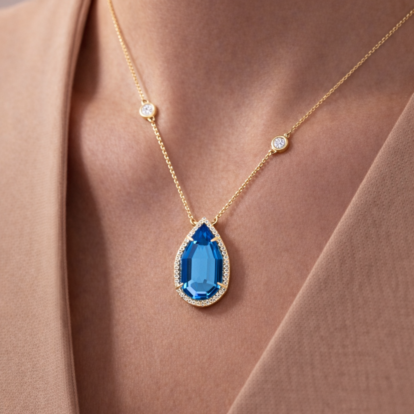 18K Gold Pear Pendant Necklace