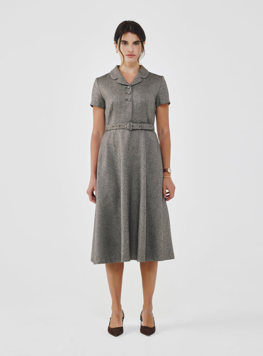Classic Fancy Tweed Midi Dress