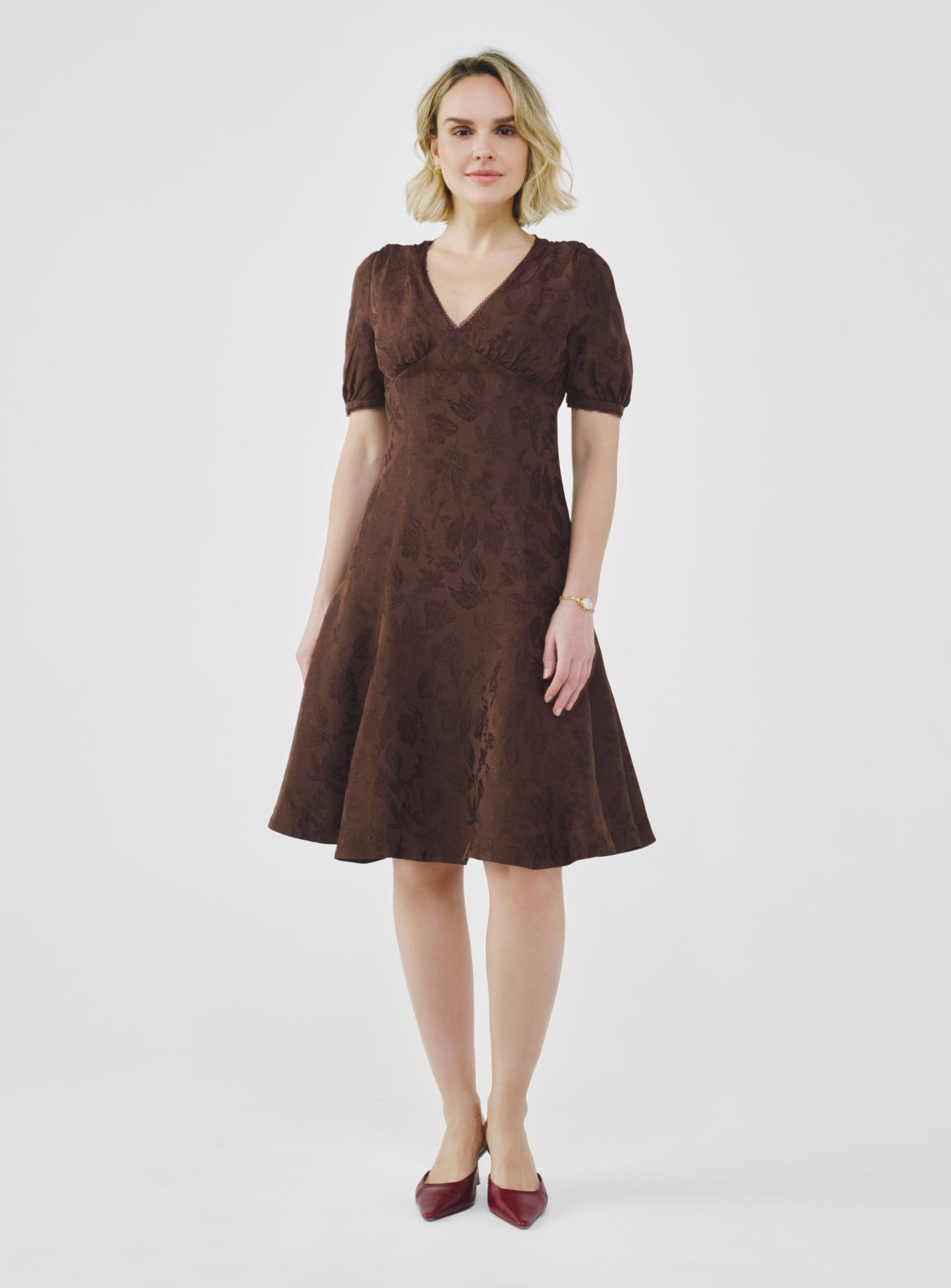 Floral Jacquard Midi Dress