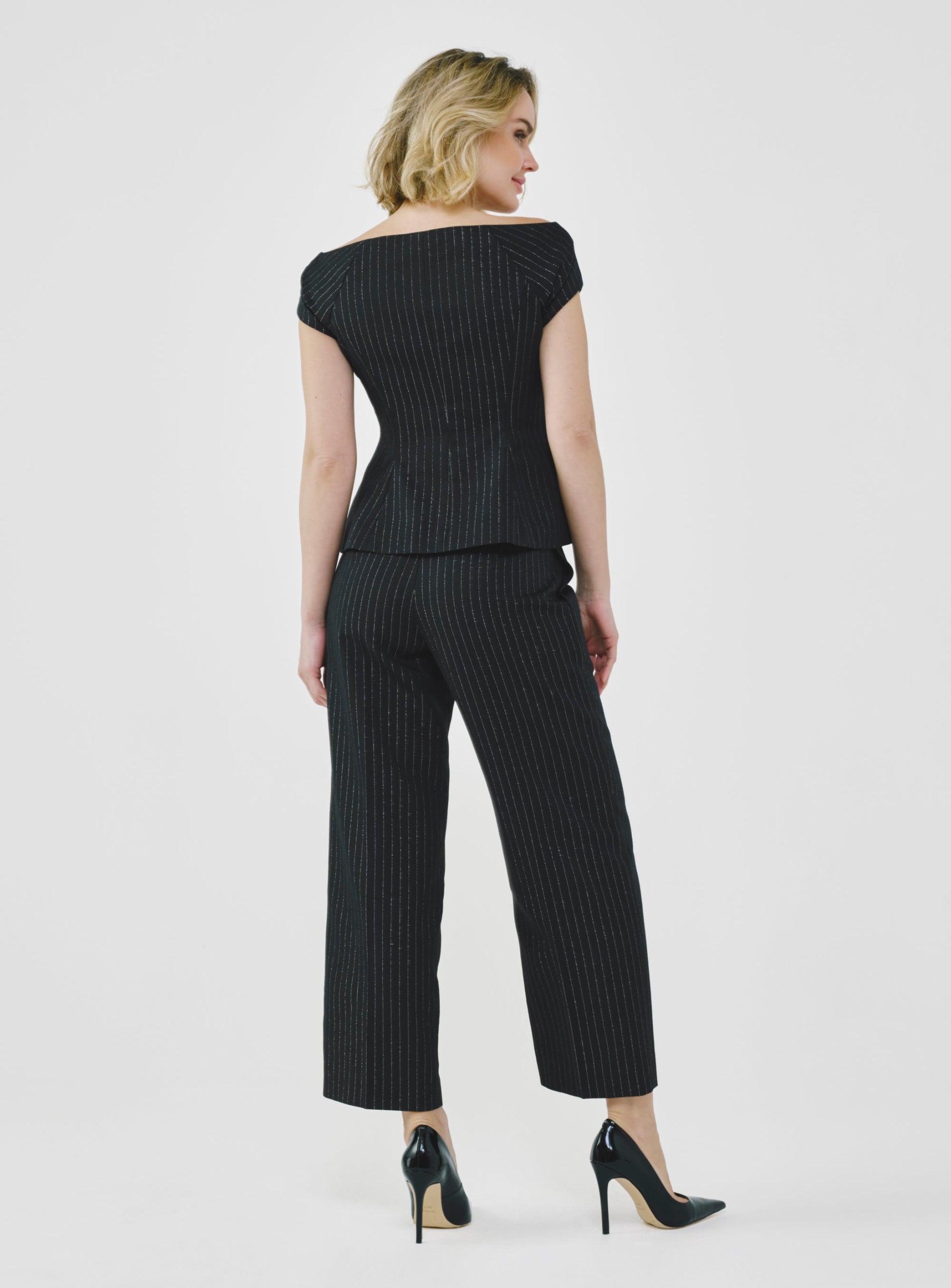 Tailored Pinstripe Bardot Top