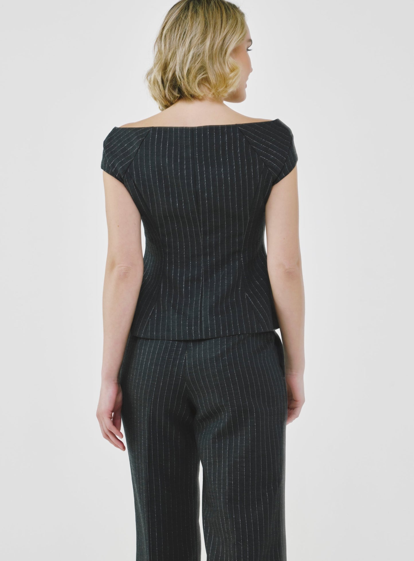 Tailored Pinstripe Bardot Top