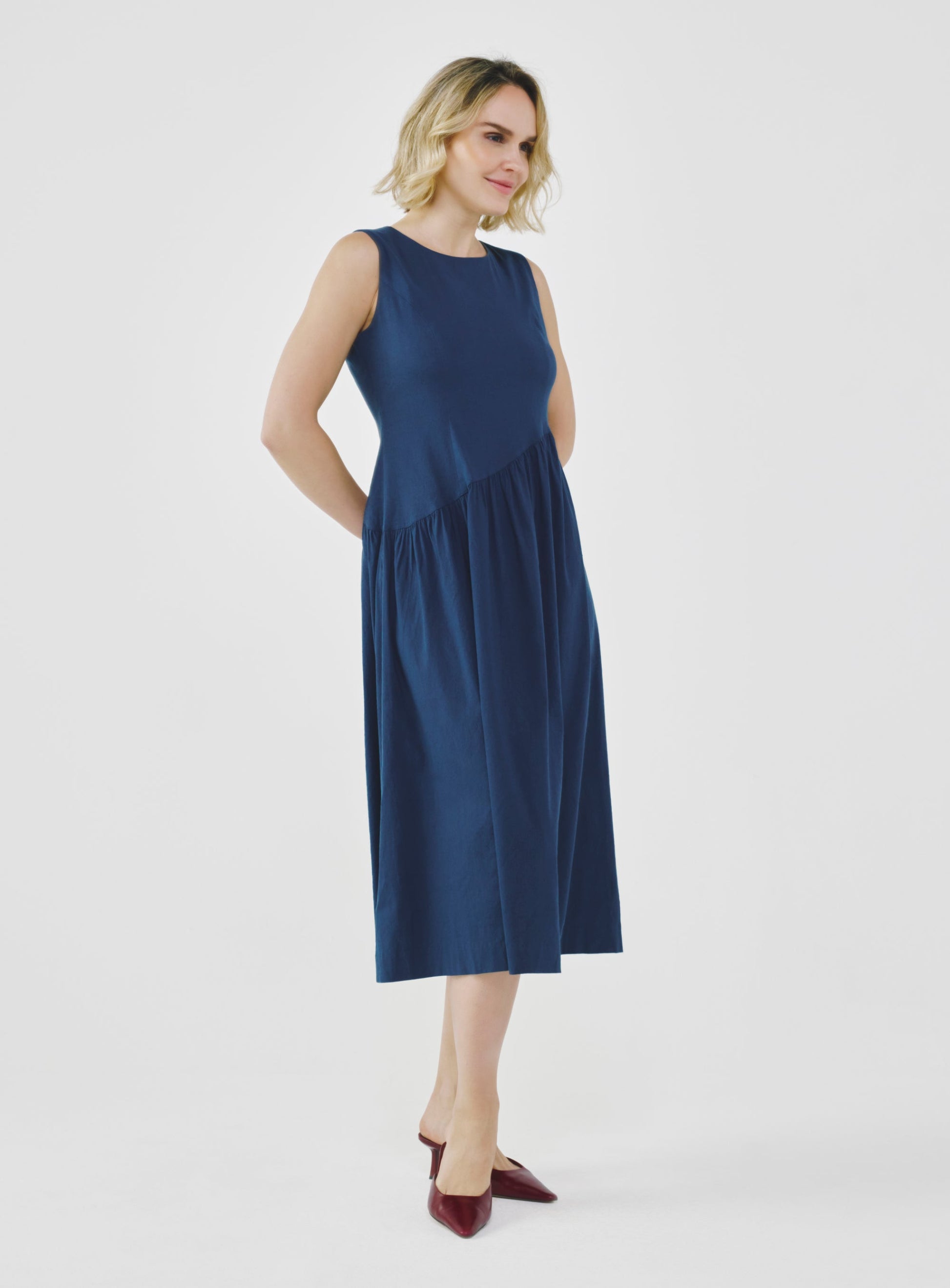 Linen Dress - Navy