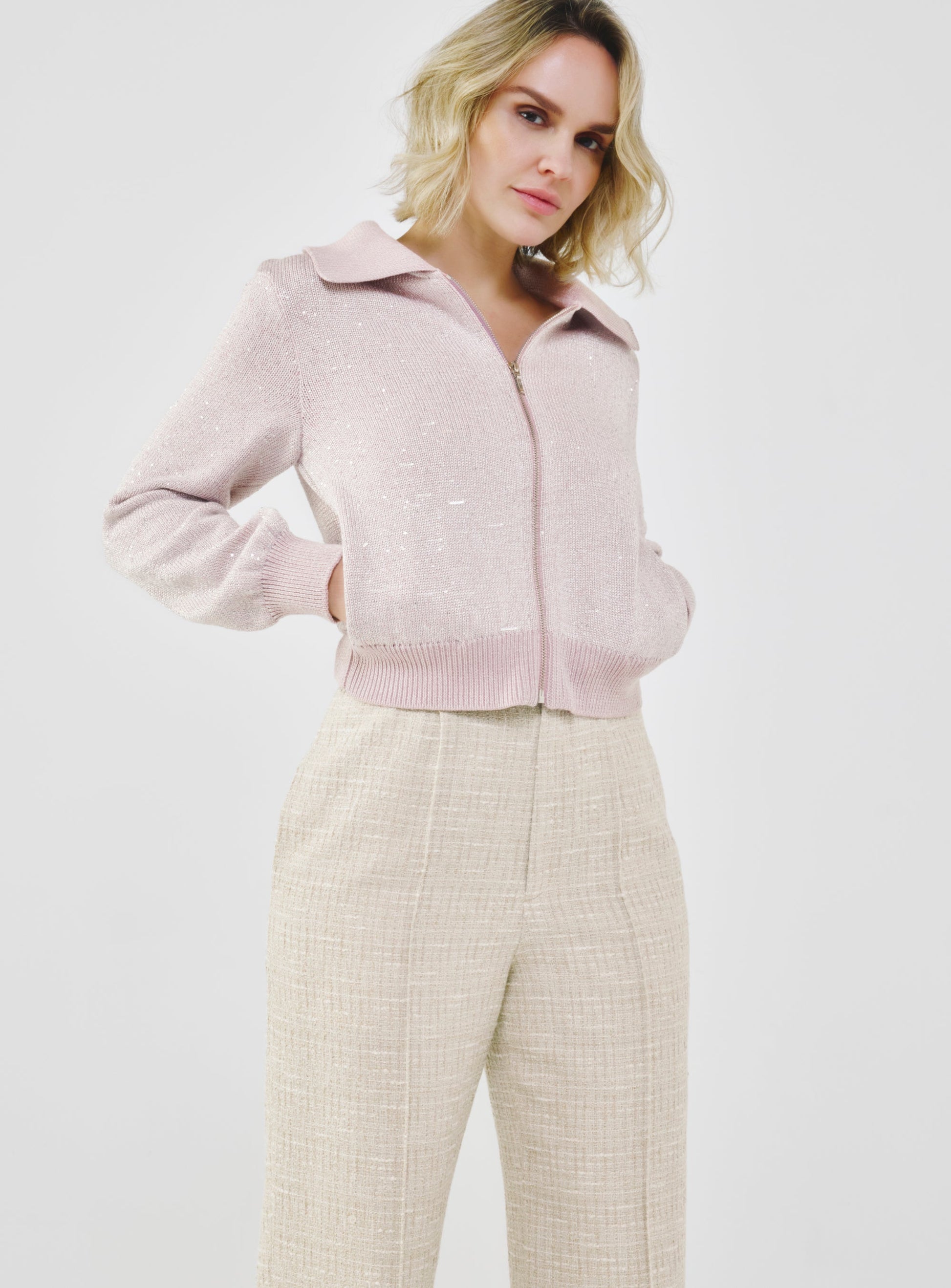 Sequin-Kissed Cotton Cardigan