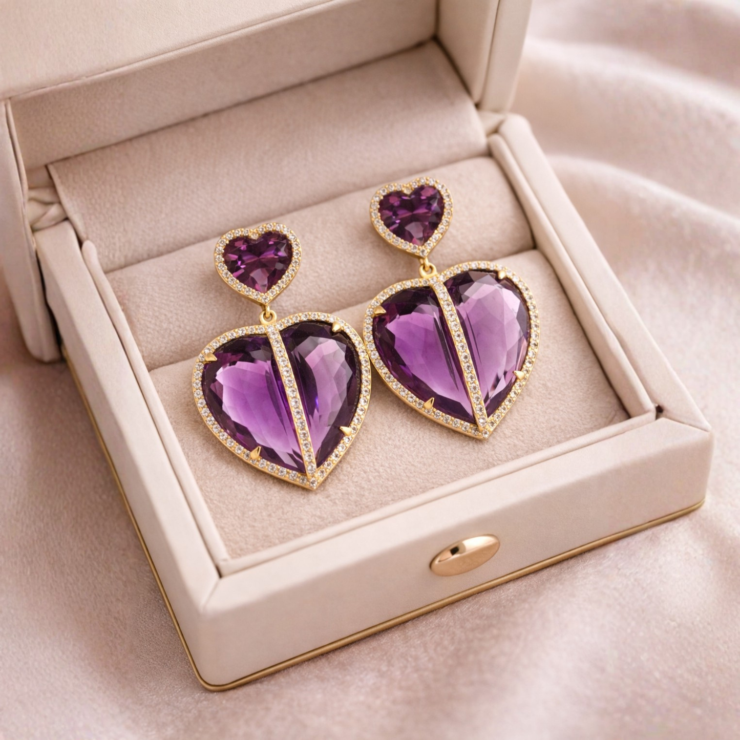 18K Gold Heart Earrings