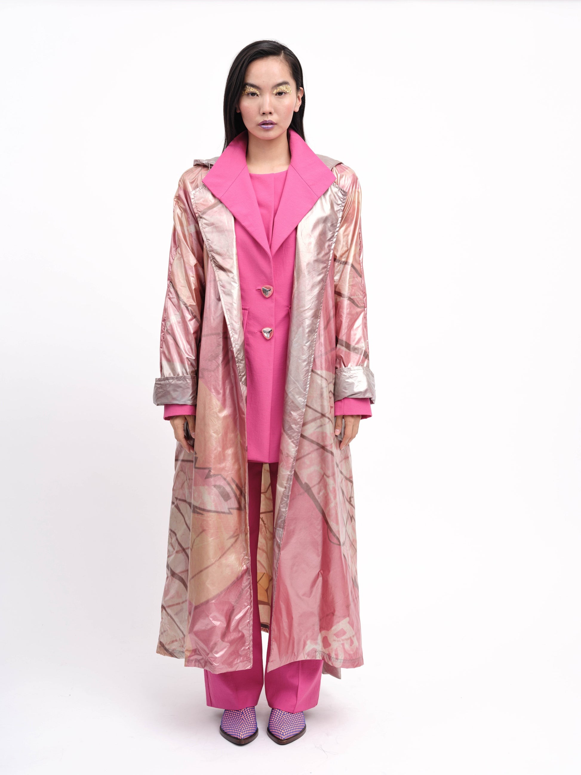 Coat Metallic Pink Oversized