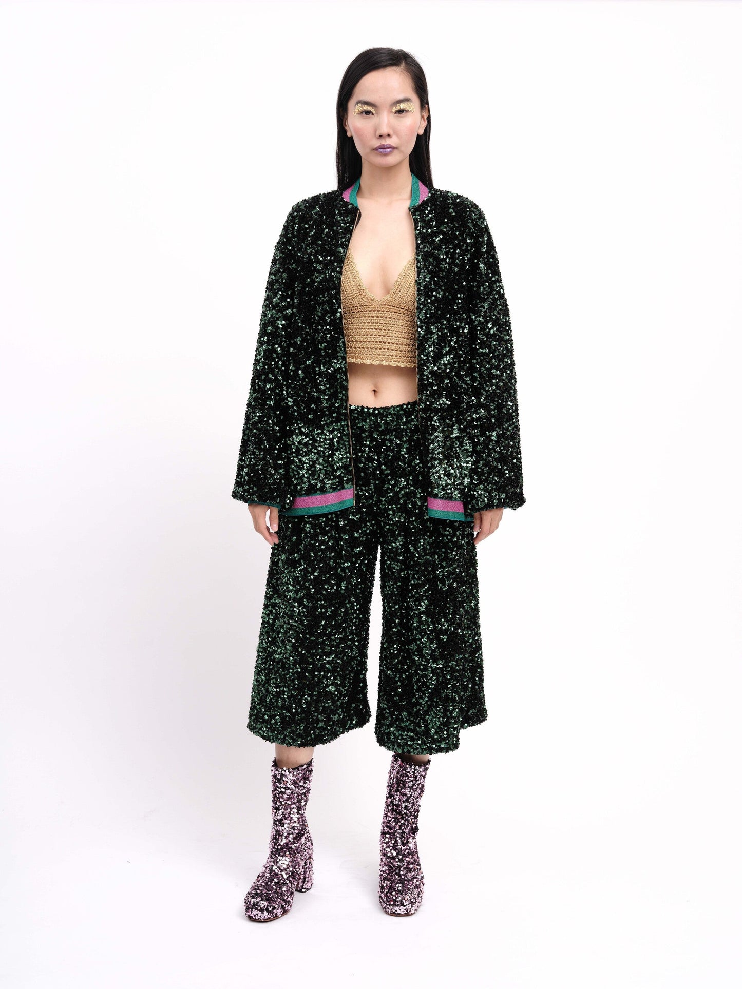 Bomber Jacket Sequins Green