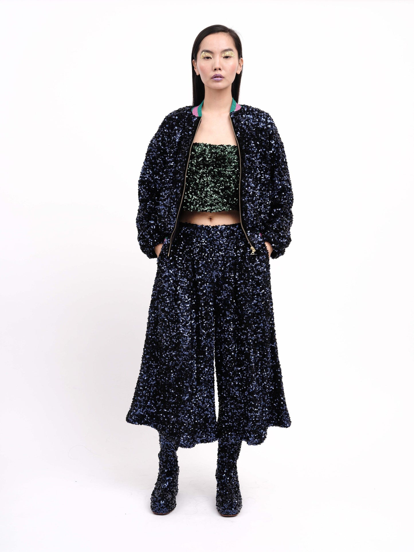 Bomber Jacket Sequins Blue