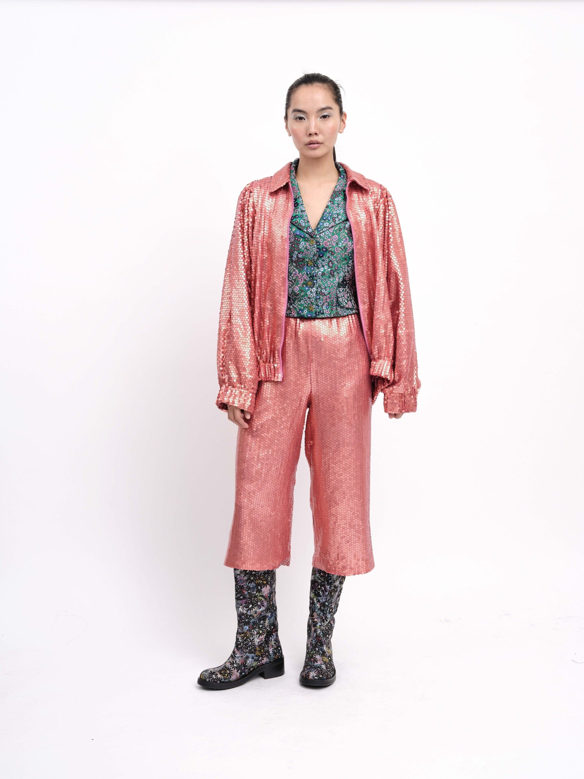 Handamde Bomber Sequins Coral Unique MAYA