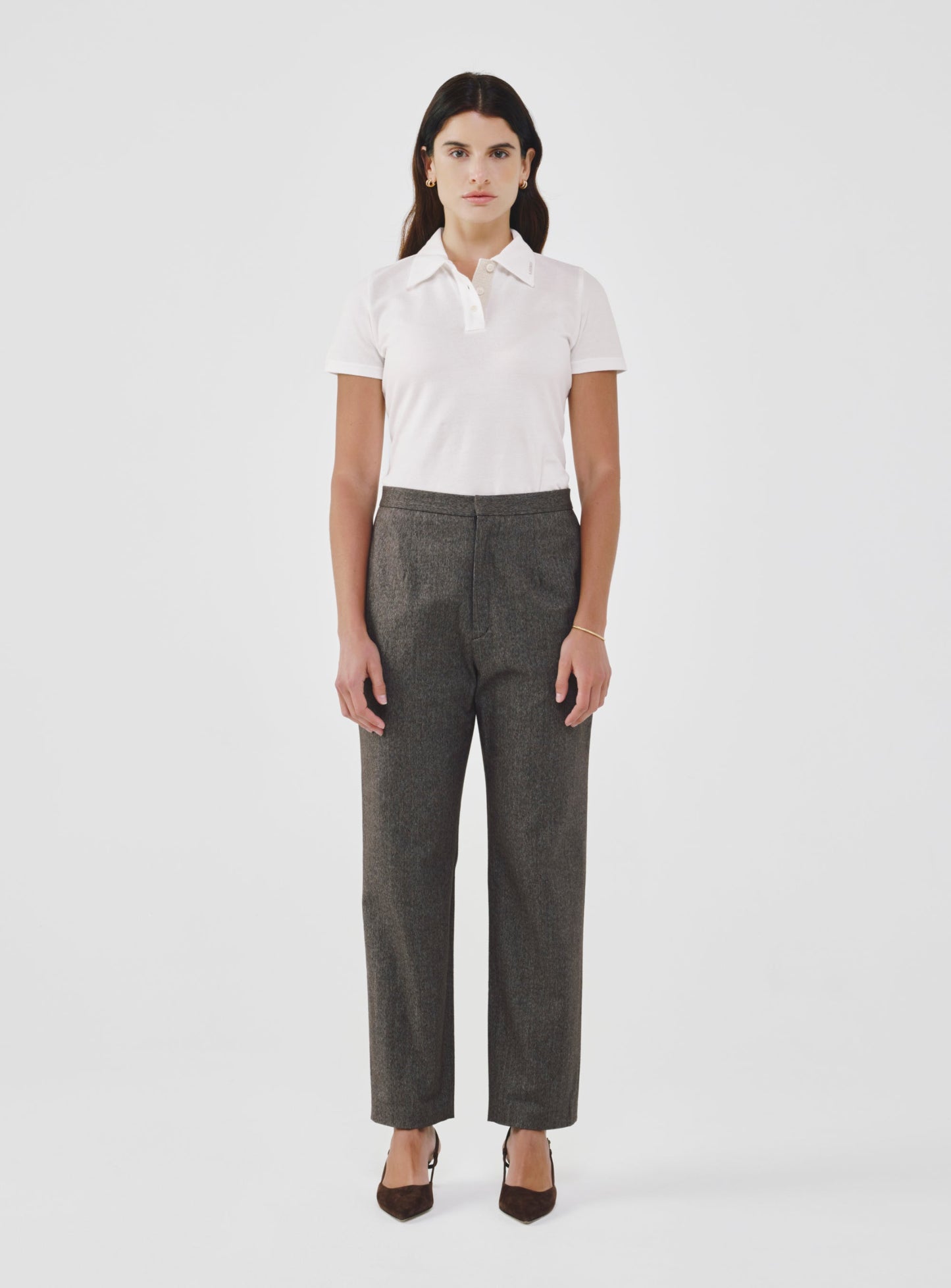Brown Cotton Cropped Pants