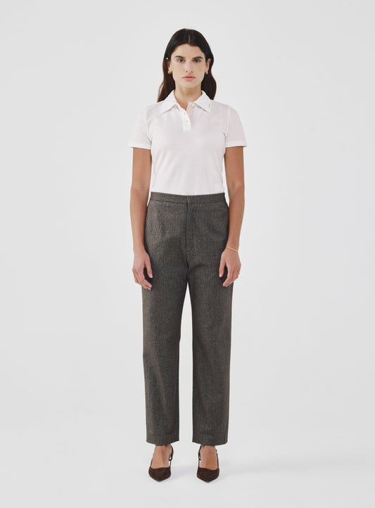 Brown Cotton Cropped Pants