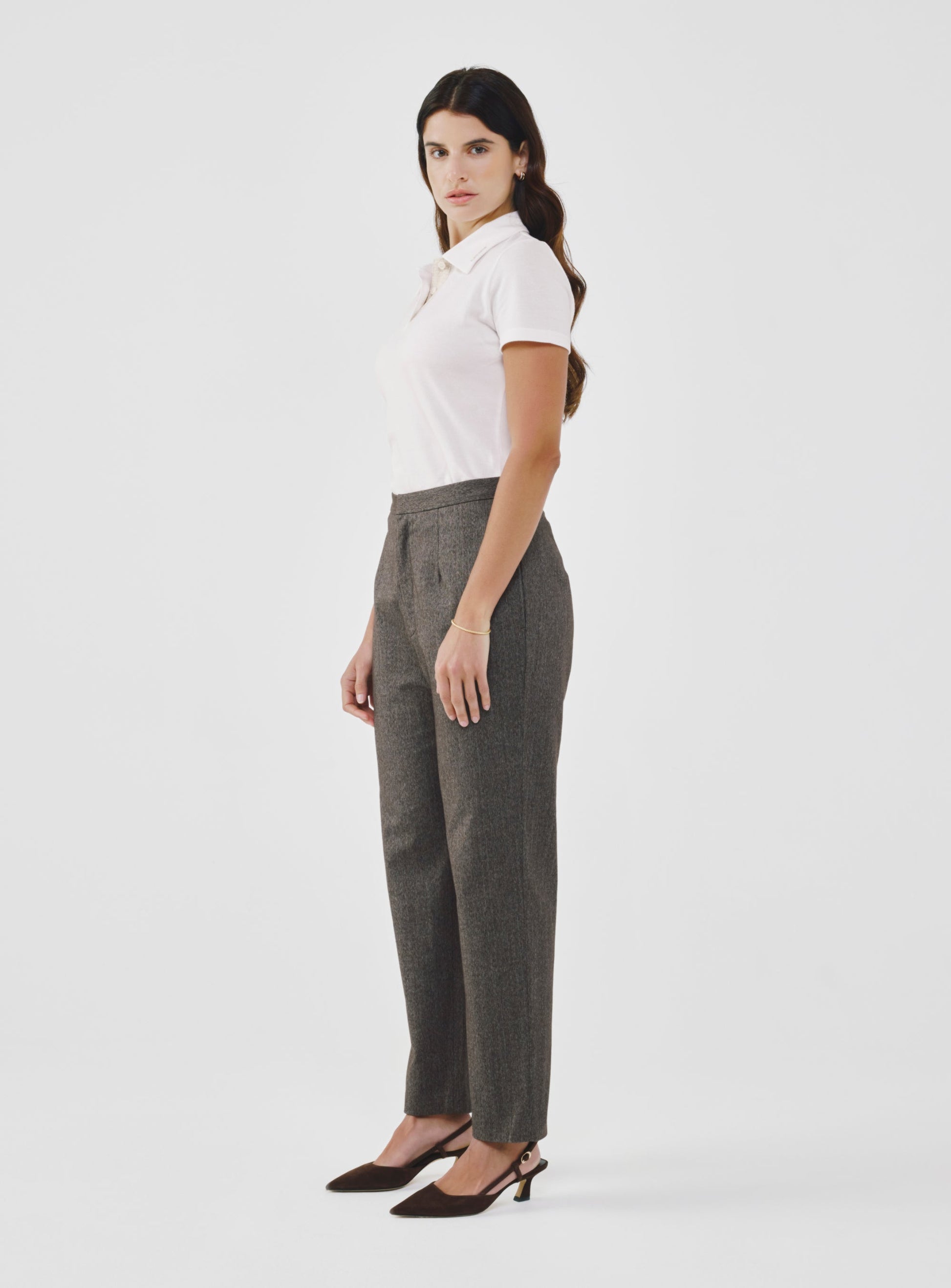 Brown Cotton Cropped Pants