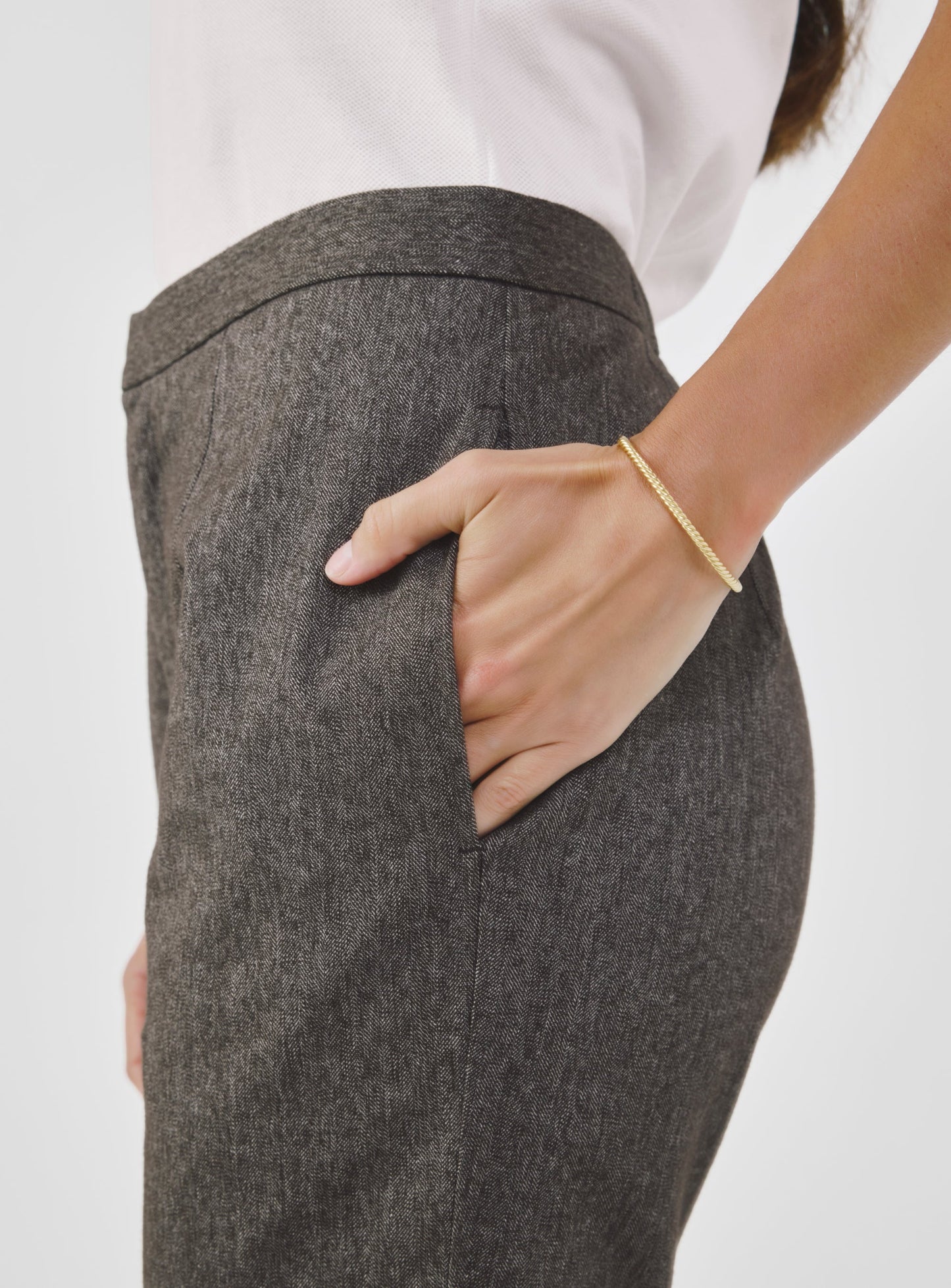 Brown Cotton Cropped Pants