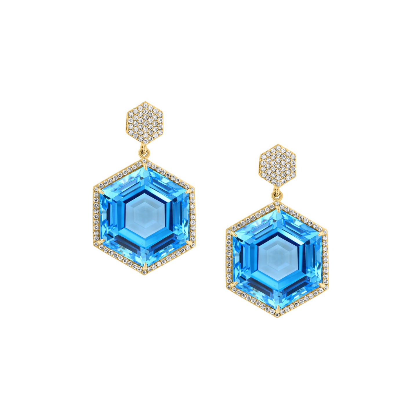 18K Gold Hexagon Diamond Earrings