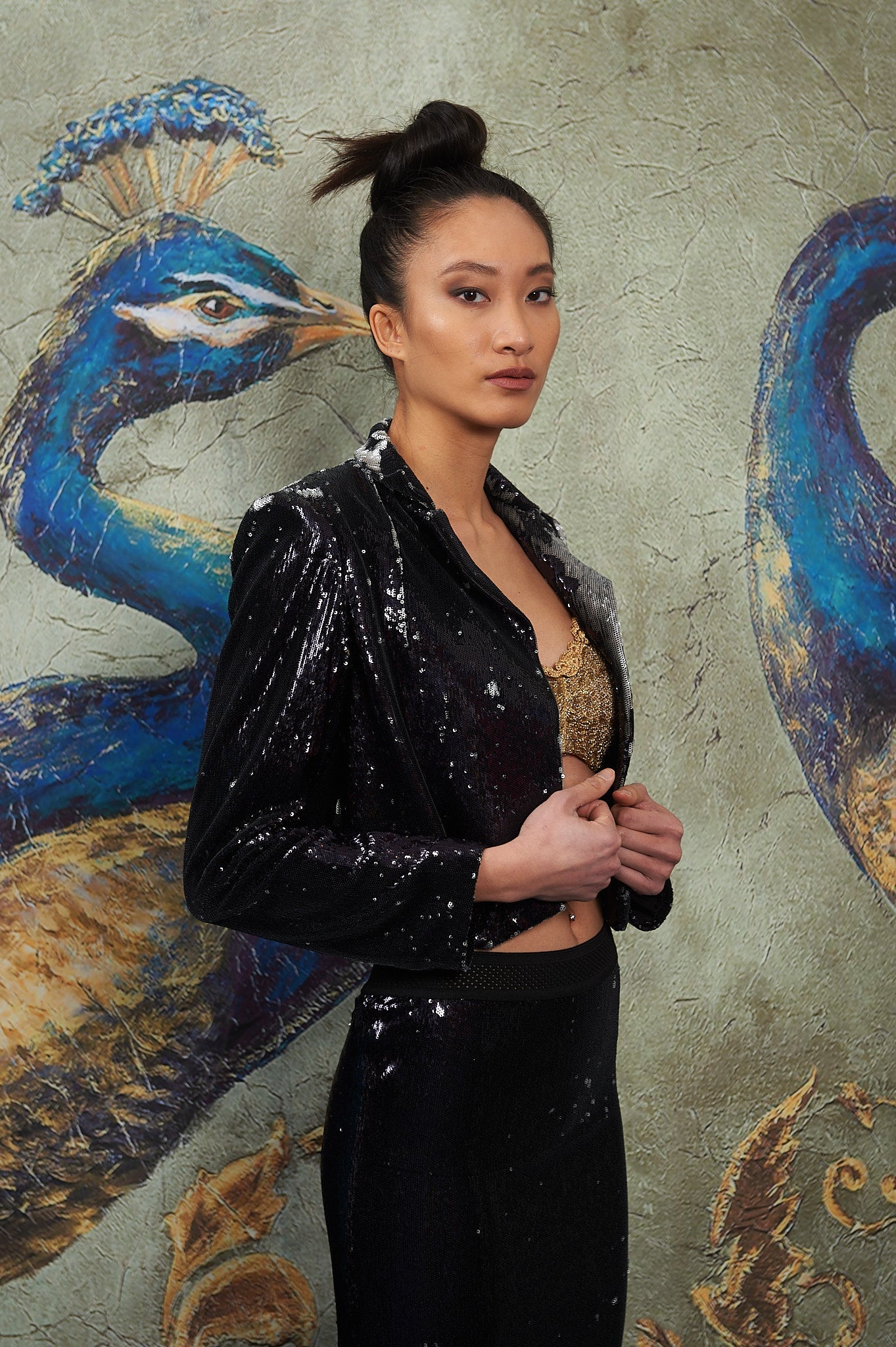 Pailletten Blazer und Rock