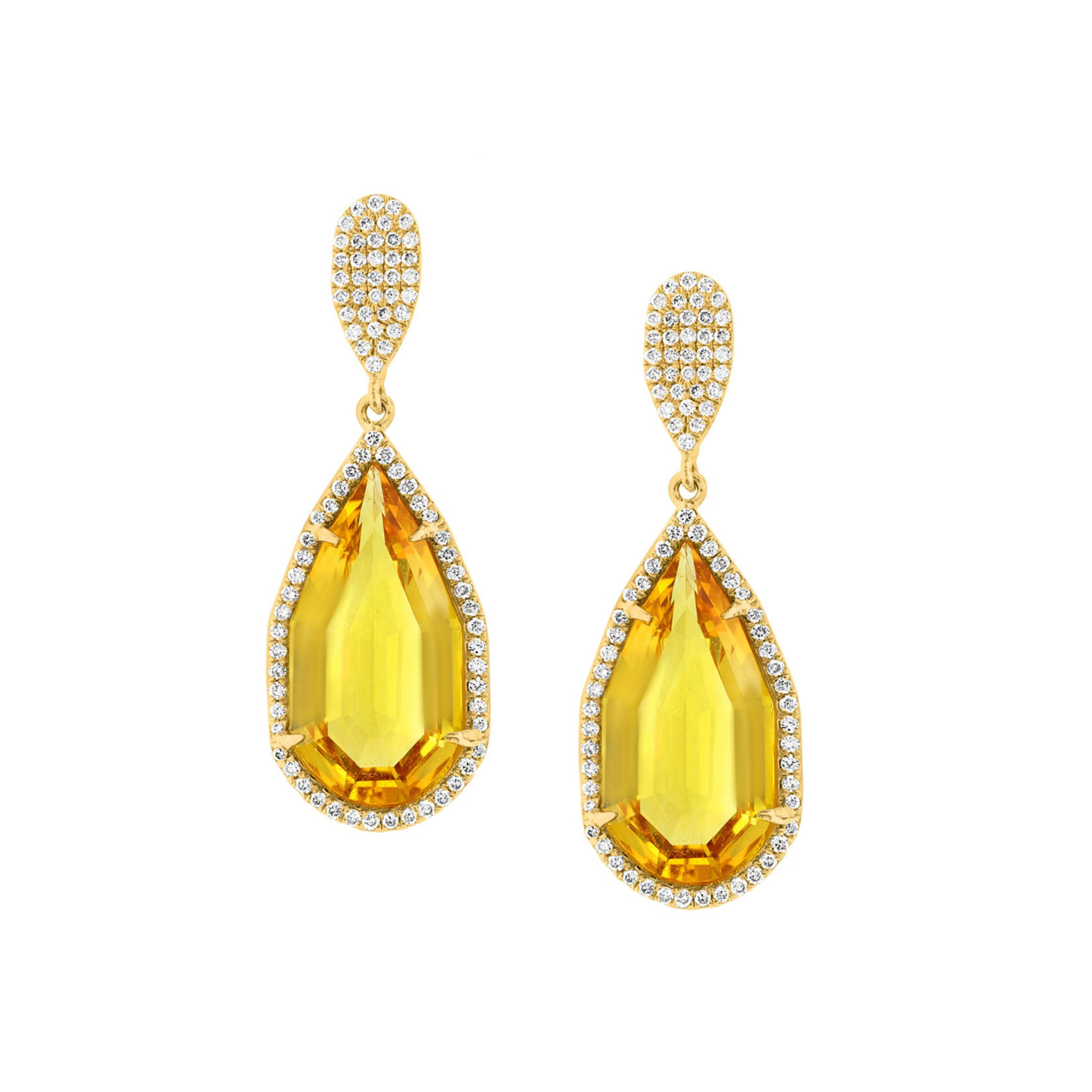18K Gold Pear Prism Earrings