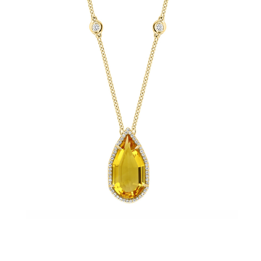 18K Gold Pear Pendant Necklace